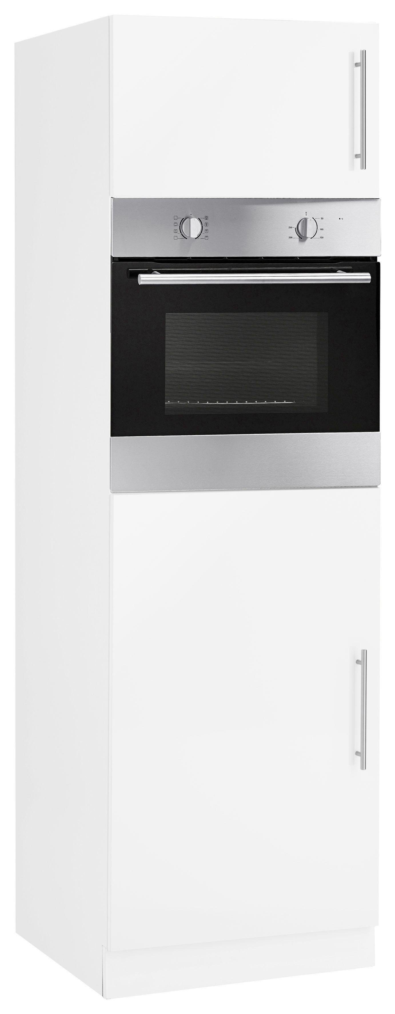 wiho Küchen Backofen/Kühlumbauschrank Cali 60 cm breit Front: Weiß Glanz, Korpus: weiß | Weiß