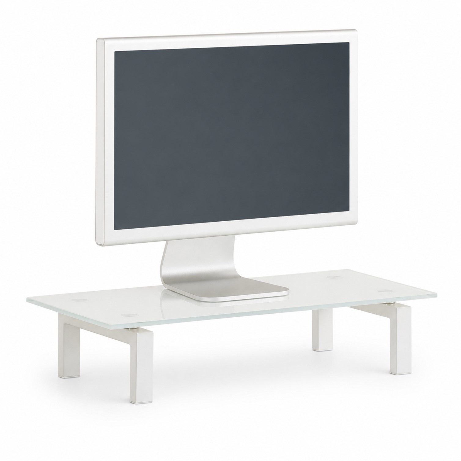 HOOZ TV-Board TV-Board 1602 Weißglas – TV-Tisch aus ESG-Sicherheitsglas 60 x 28 cm (Einzelartikel, 1x TV-Board inklusive Montagematerial und Aufbauanleitung), Modernes TV-Board aus Weißglas mit stabilem Metallgestell