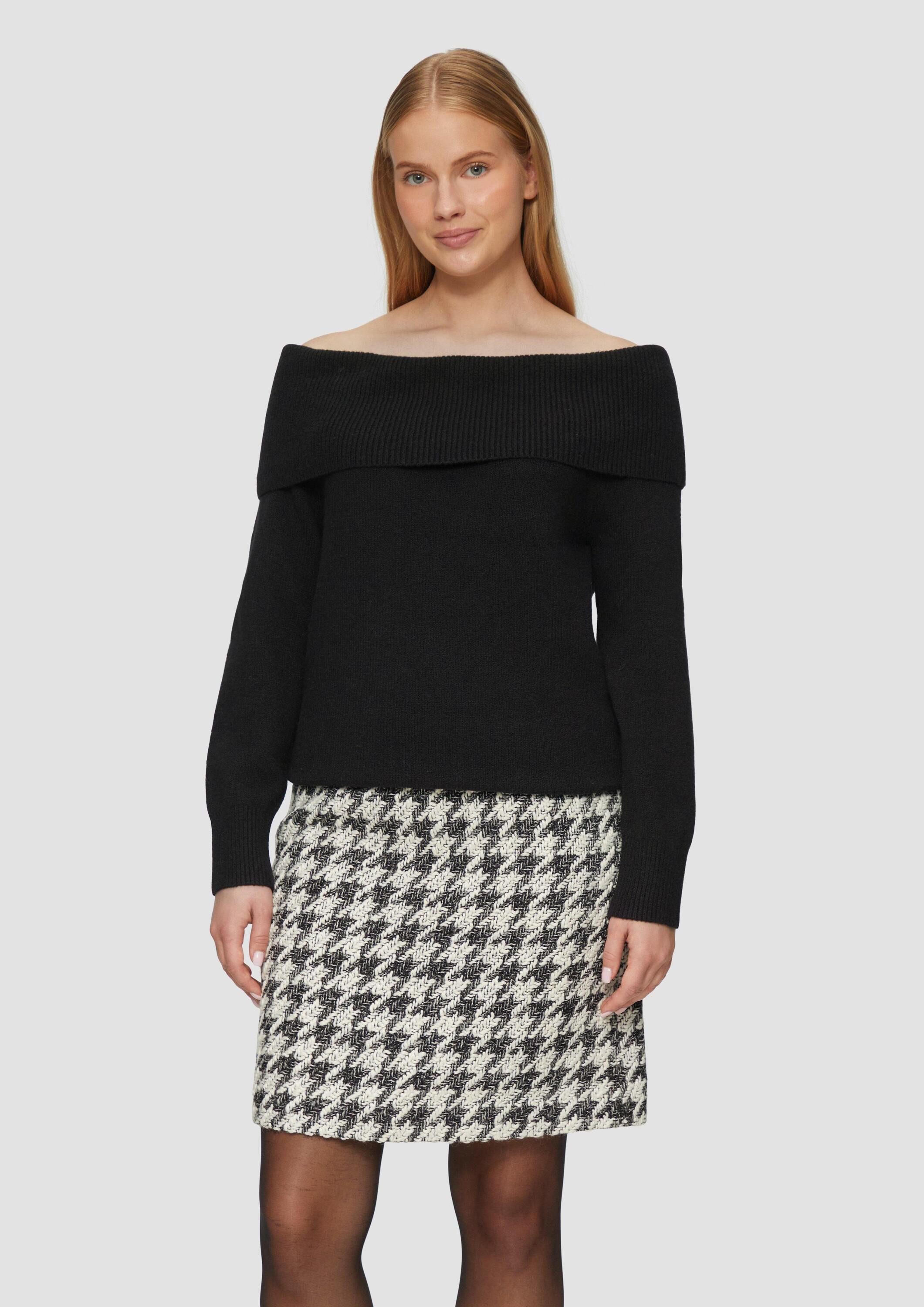 s.Oliver Longpullover Strickpullover Off-Shoulder Strickpullover mit Rippbü günstig online kaufen