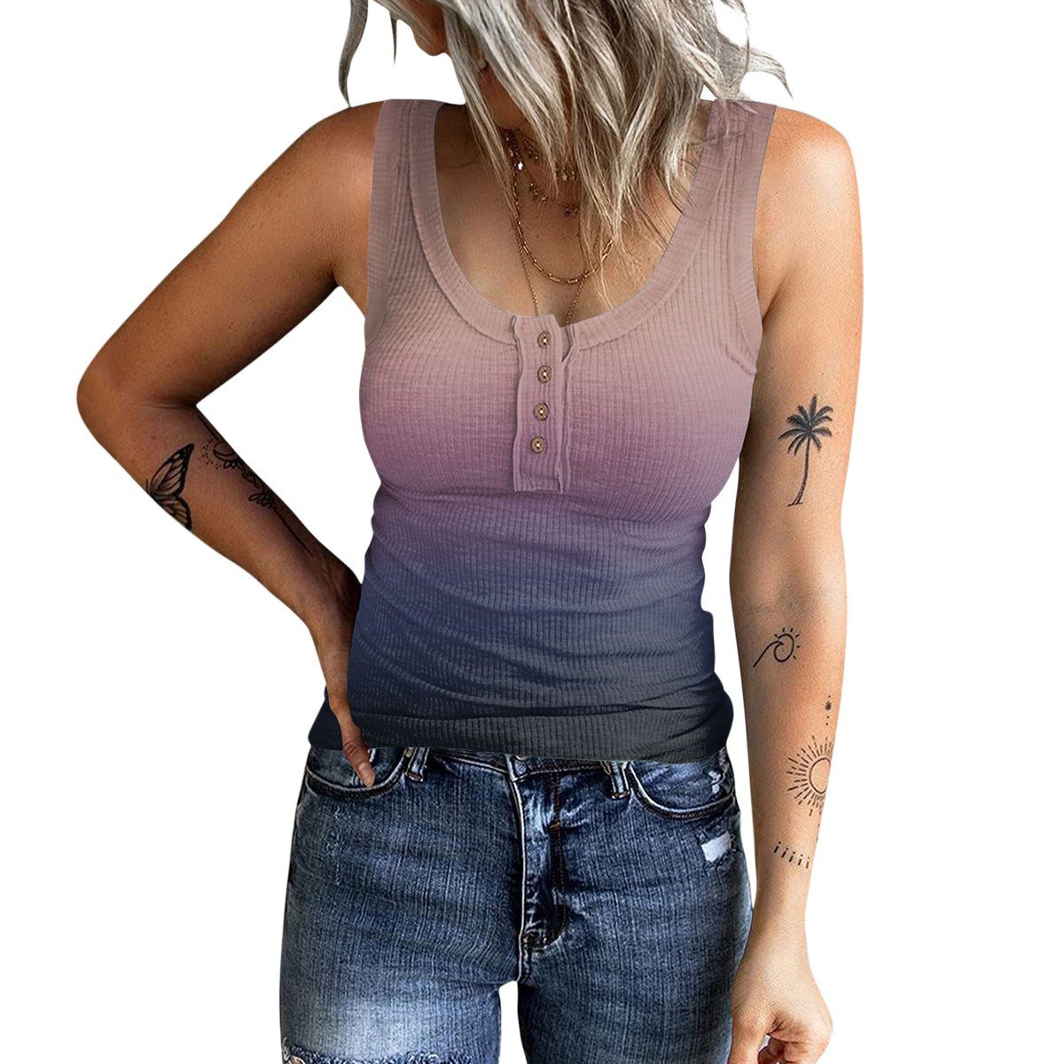 Sommer Lässige DEBAIJIA Tank Leibchen Weste Unterhemd B Ärmellose - Damen Rosa Longweste Top Basic