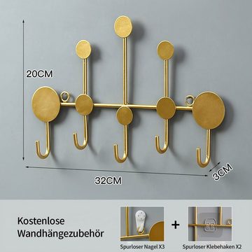 DOPWii Hakenleiste Wandgarderobenhaken, Metallhakenhalter mit 4/5 Haken, Schwarz/Gold