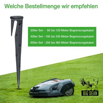 BigDean Erdnagel 200x Erdspieße für Mähroboter Begrenzungskabel Begrenzungsdraht, 200-St.