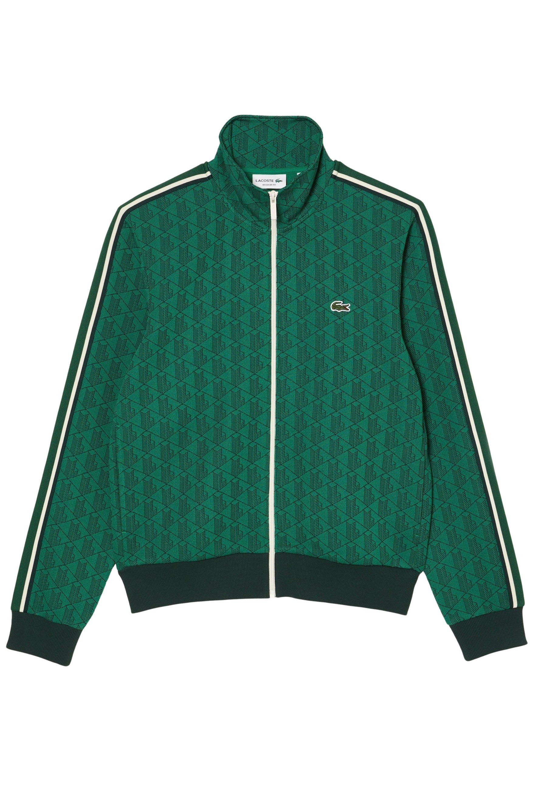 mit (43) Sweatjacke Sweatshirt (1-tlg) grün und Reißverschluss Sweatjacke Lacoste