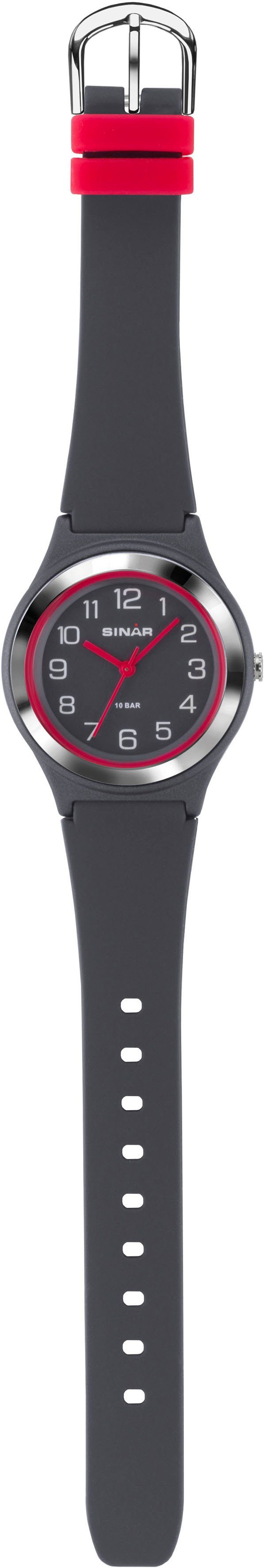 SINAR Quarzuhr XB-48-11, Armbanduhr, Damenuhr,Jugendliche, Silikonarmband, bis 10 bar wasserd.