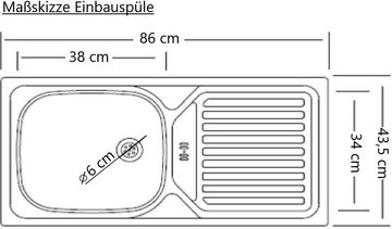 Kochstation Küche KS-Riesa, Stellbreite 360 cm, wahlweise mit Induktionskochfeld