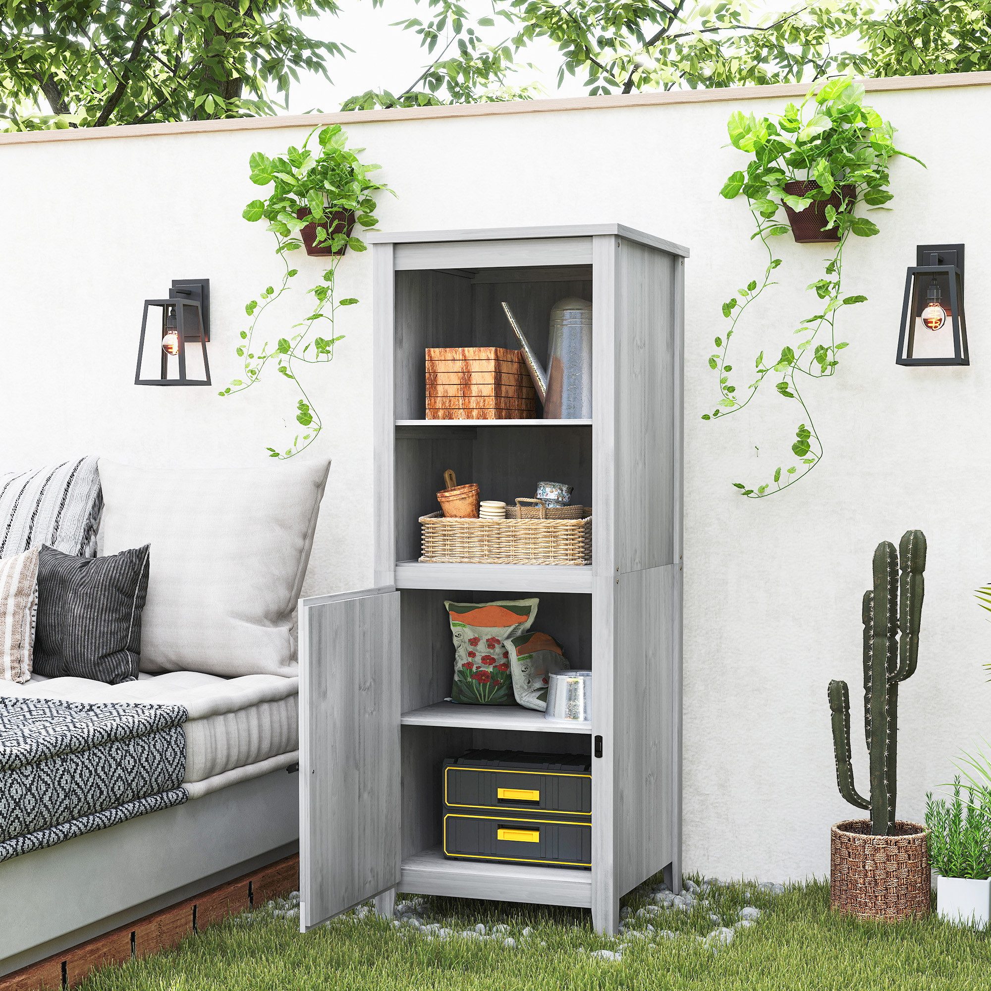 Outsunny Gerätehaus mit abschließbar Tür, höhenverstellbar günstig online kaufen