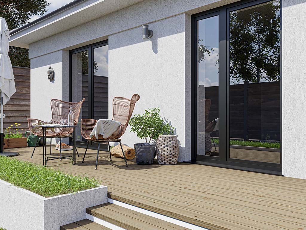 Woodtex Terrassendielen WOODTEX Holz Terrassendiele Nadelholz Hellbraun Outdoor, BxL: je 12x400 cm, 40 mm Stärke