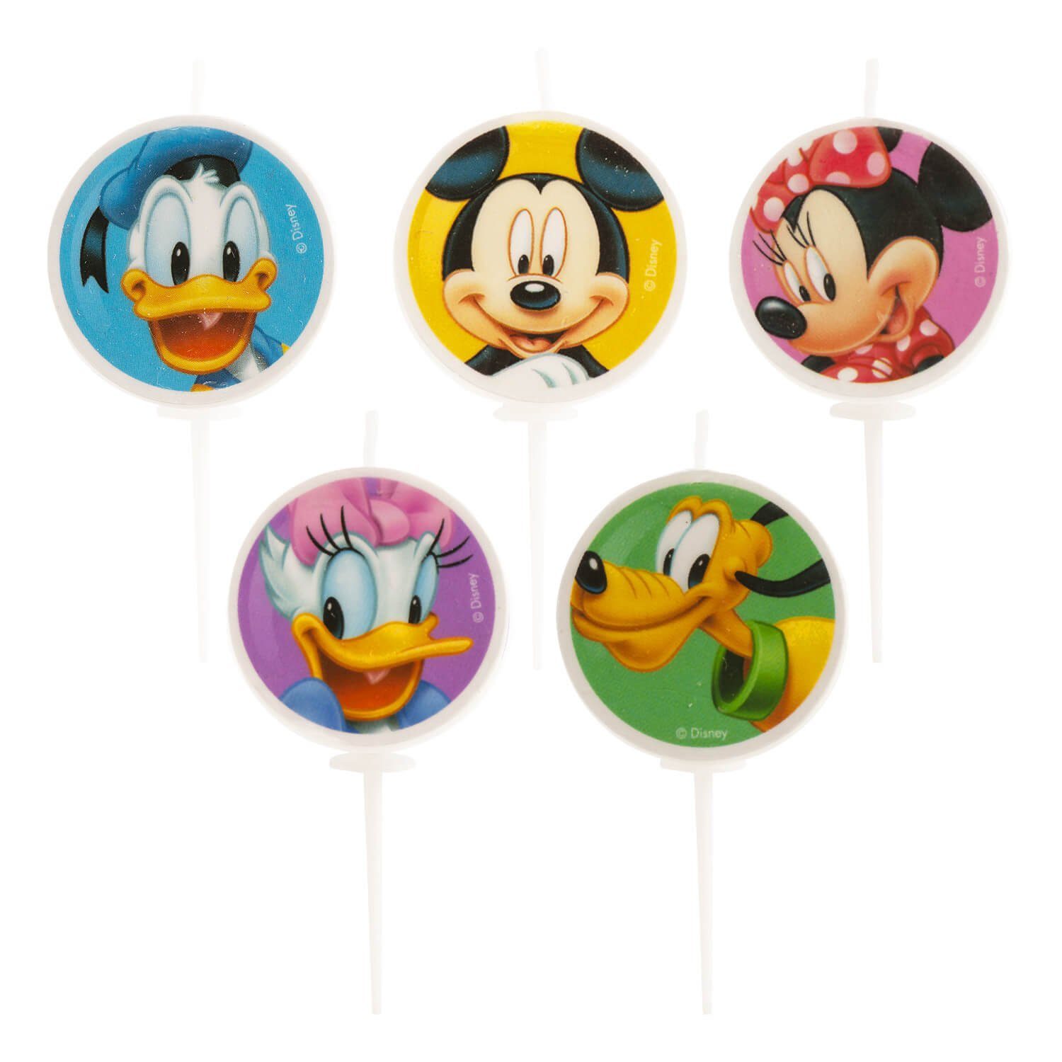 deKora Geburtstagskerze, Geburtstagskerzen rund, Disney Mickey und Minnie  Mouse, 5 Stück