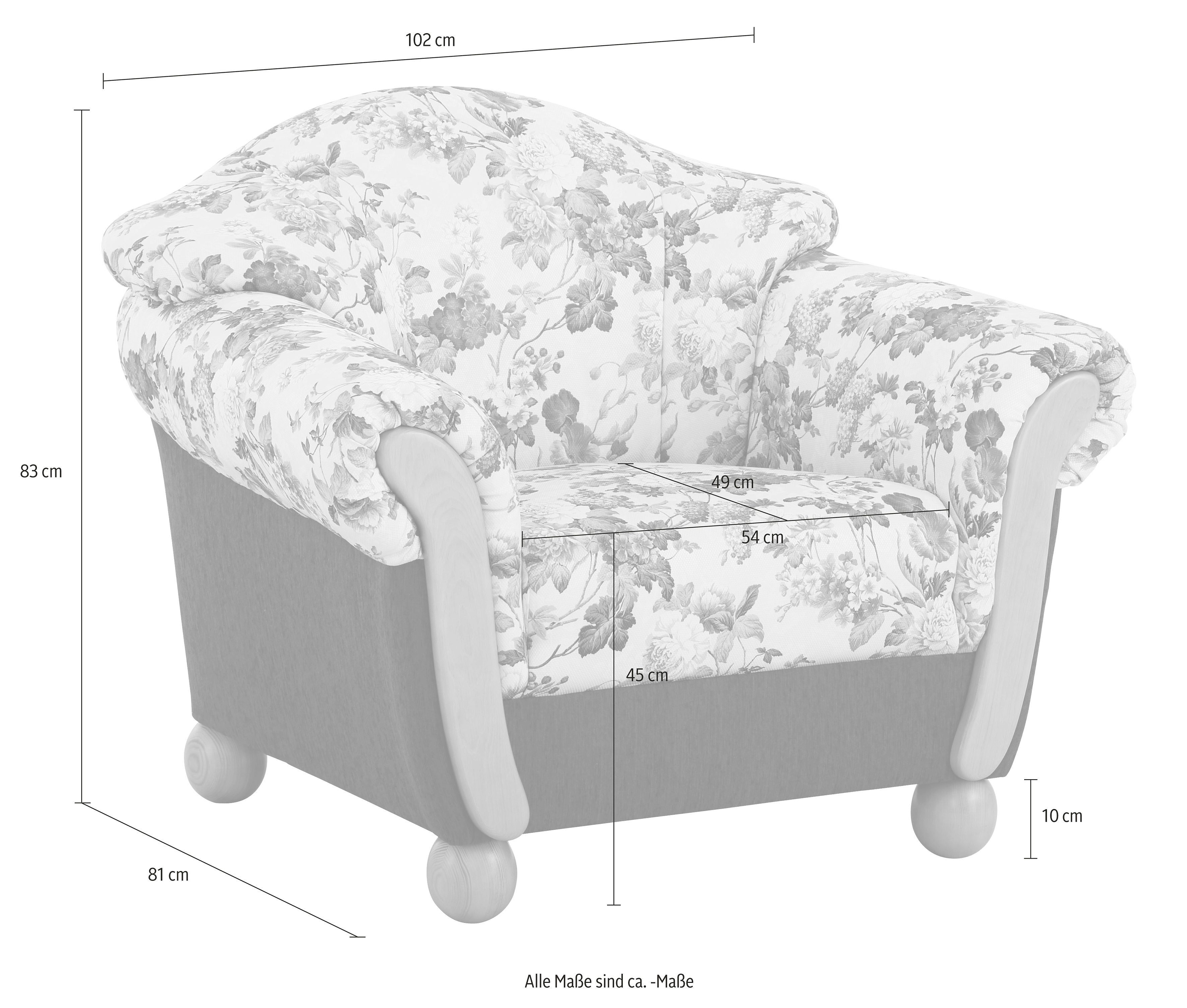 Home affaire Sessel Milano, bequemer Loungesessel, Landhaus-Stil, Holz-Chat günstig online kaufen