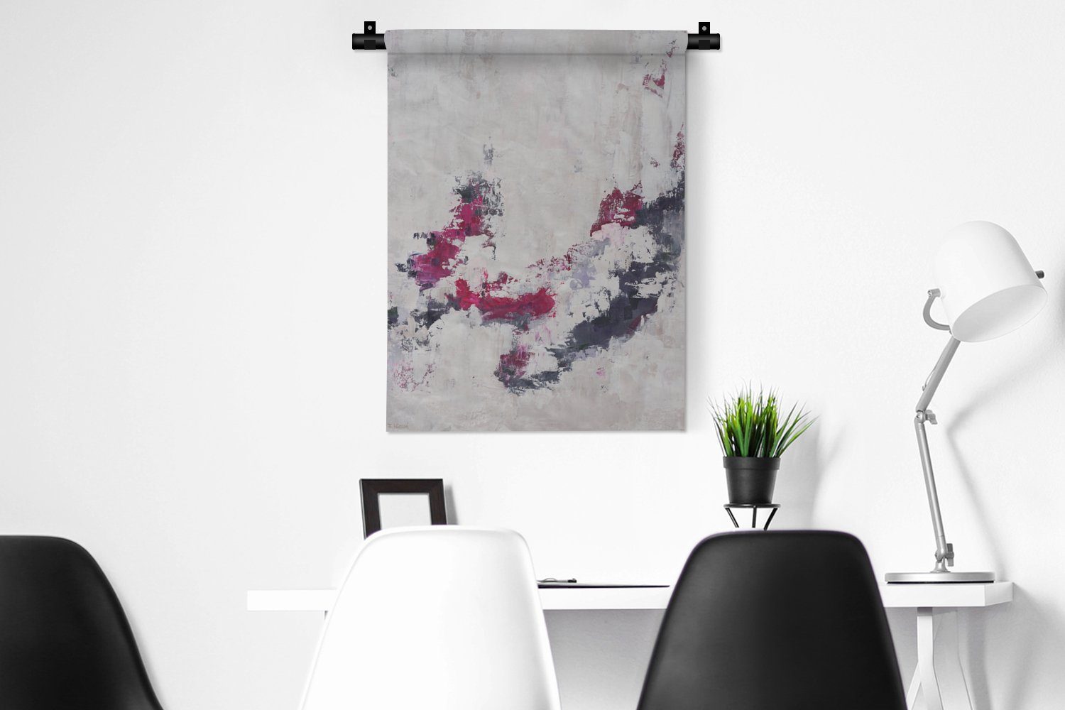 Deko Tapisserie, - für MuchoWow Kunst, - Schlafzimmer Grau an - Farbe Rosa Wand, Wanddekoobjekt der Wohnzimmer,