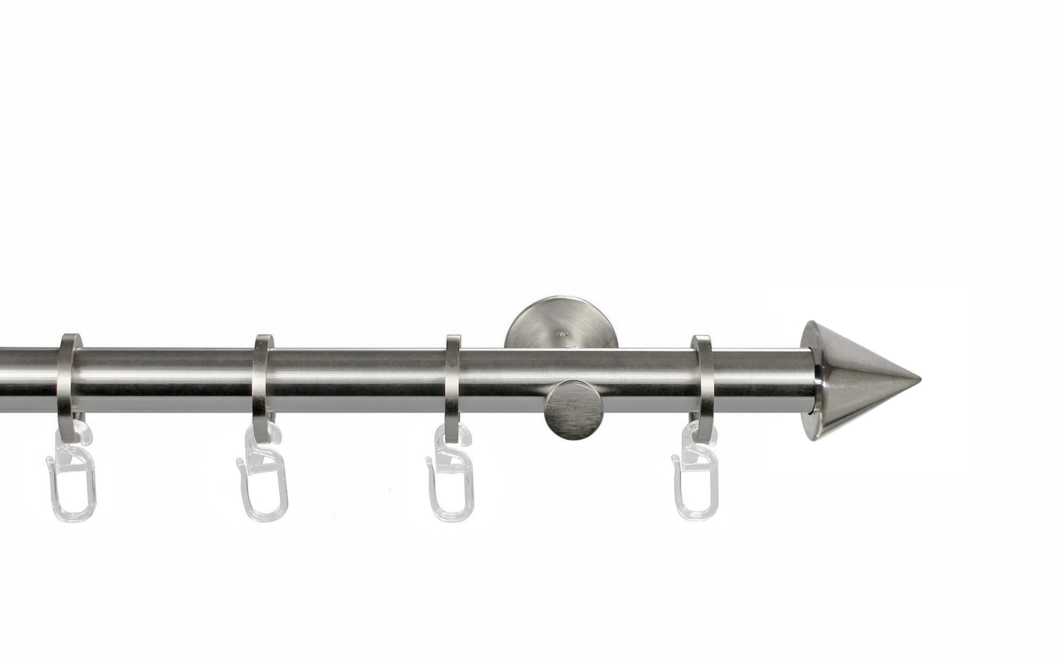 GARESA Gardinenstange PALMA, Ø 20 mm, 1-läufig, Wunschmaßlänge, mit Bohren, verschraubt, Metall, Vorhanggarnitur, verlängerbar, Wandmontage, Edelstahl optik, mit Ringe