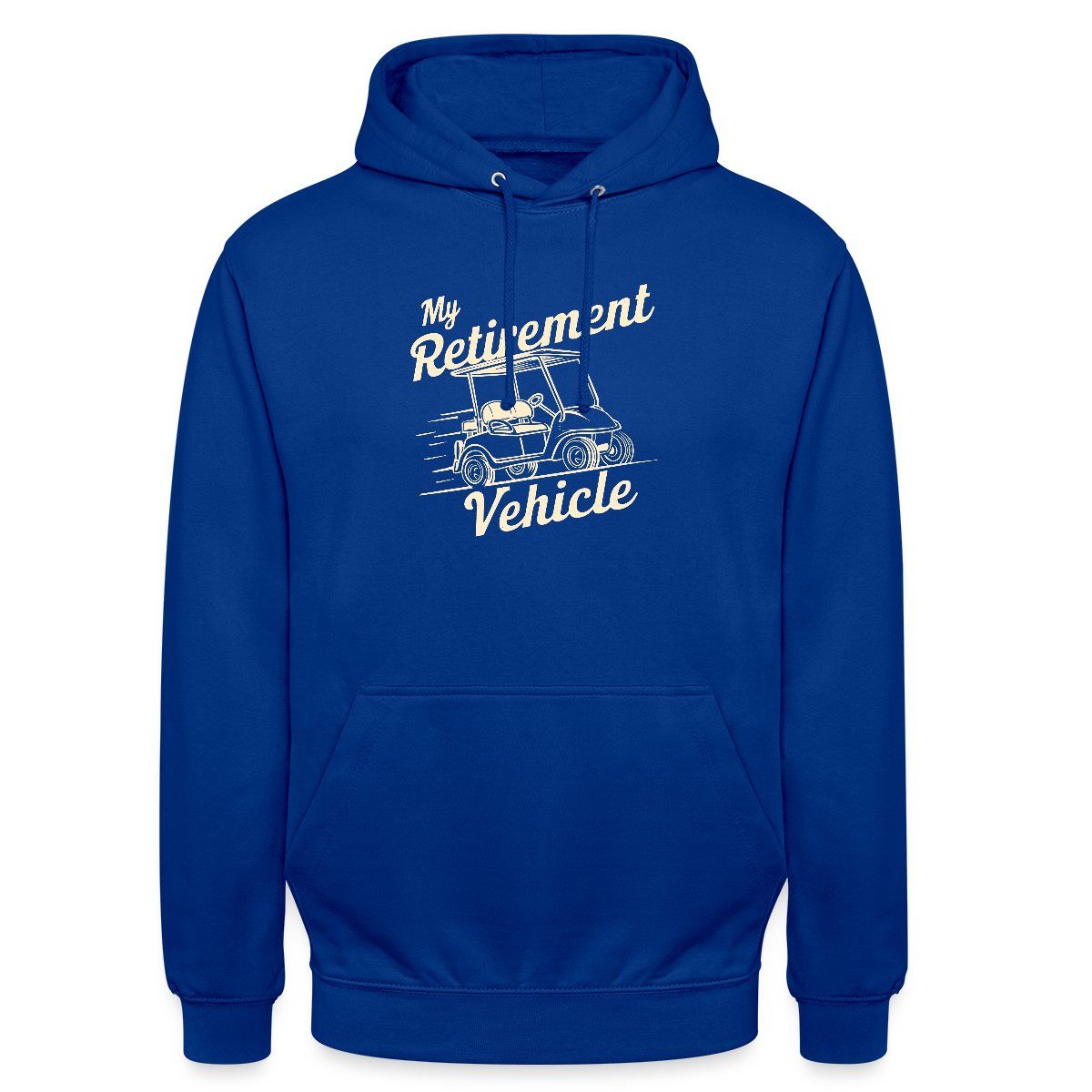 Spreadshirt Hoodie My Retirement Vehicle Lustiges Golfcart Motiv Unisex Hoodie (1-tlg) Unisex-Schnitt: Sitzt bei Männern körpernah, bei Frauen weit