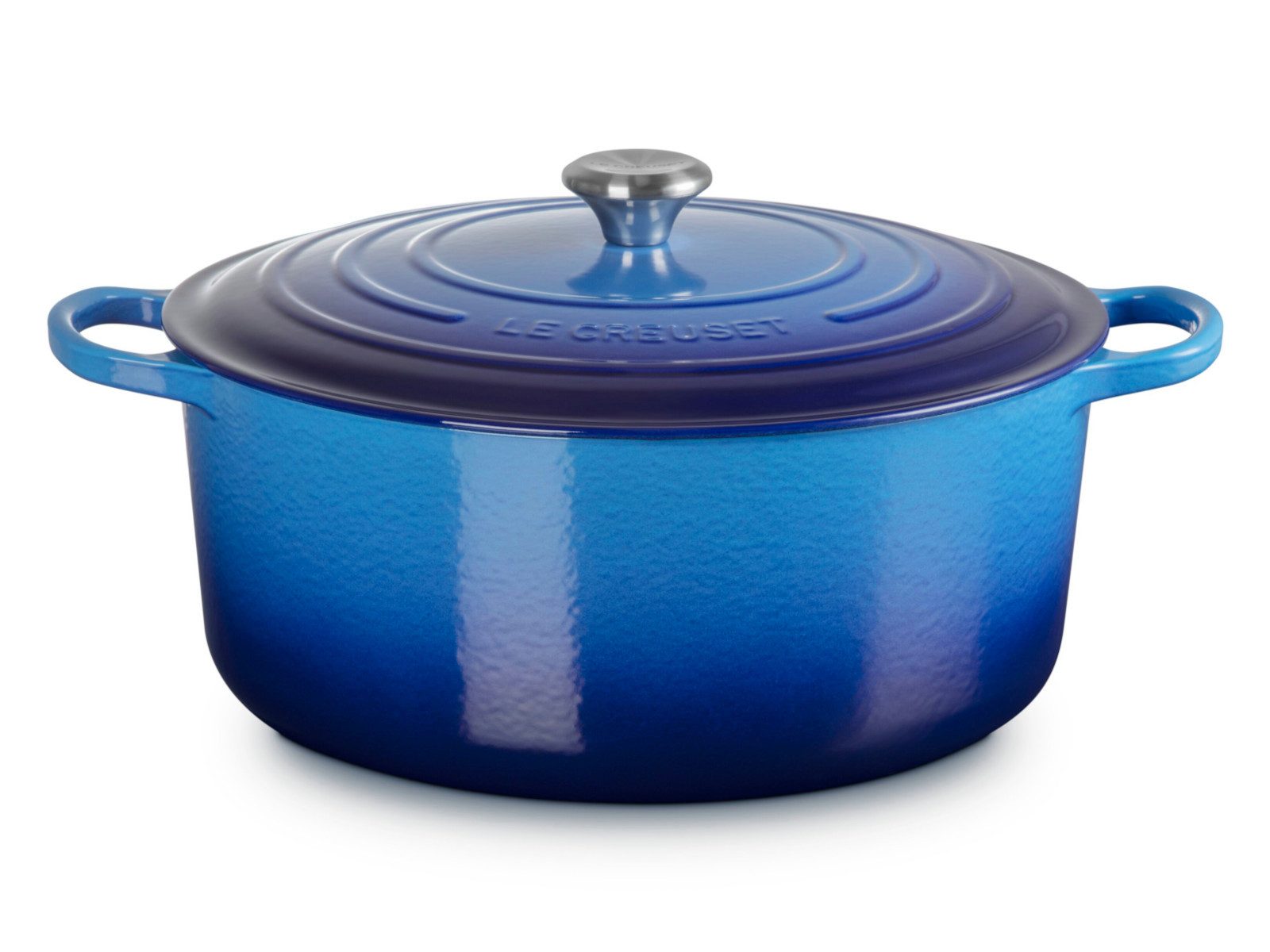 LE CREUSET Bräter Bräter Signature rund azure 34cm, Emailliertes Gusseisen