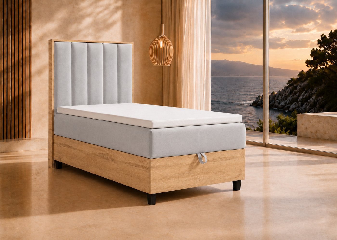 Best for Home Boxspringbett Einzelbett Trinity K-10 mit Bettkasten & Komfort Topper T30 (Bett, Polsterbett mit Stauraum, Jugendbett, Kinderbett versch. Größen, 4-St., 70x200 80x200 90x200 100x200 cm), Verschiedene Liefermöglichkeiten, TOP Preis-Leistungs-Verhältnis