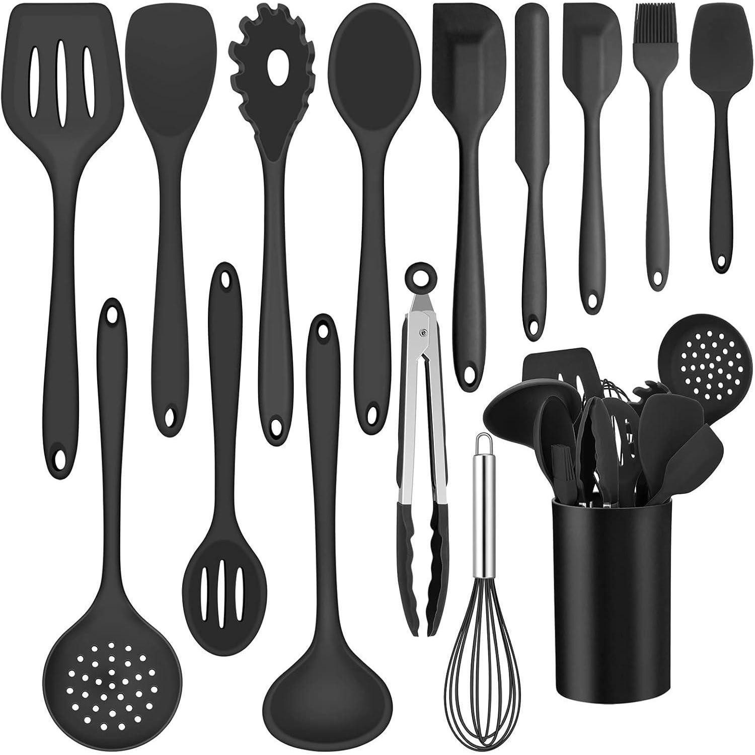 LuxusKollektion Kochbesteck-Set 15-teiliges Silikon Kochutensilien Set