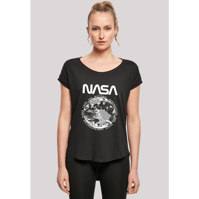 F4NT4STIC T-Shirt Long Cut T-Shirt 'NASA Planet Earth' Damen Premium Merch Lang Longshirt Bedruckt