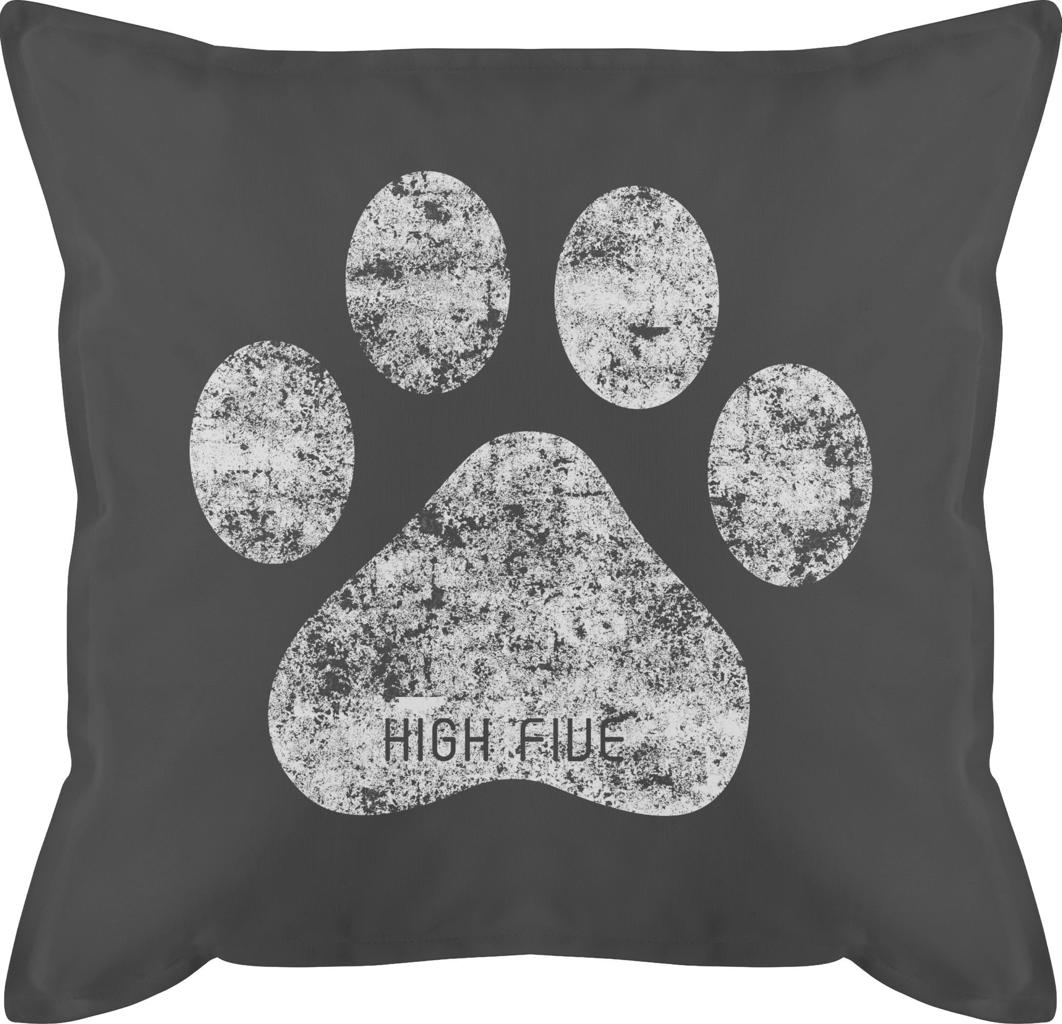 Pfote, Five 2 Deko-Kissen High Dekokissen Grau Shirtracer Hobby Hunde