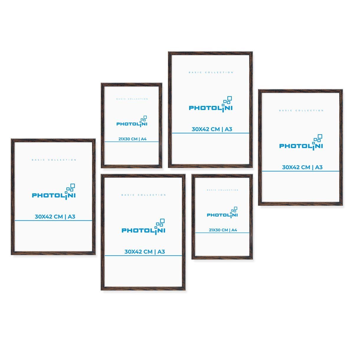 PHOTOLINI Bilderrahmen 6er Set Modern Schmal günstig online kaufen