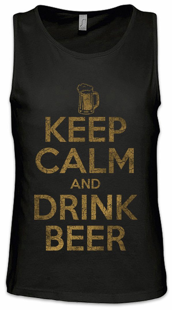 Tanktop Keep Calm And Drink Beer Ärmelloses T-Shirt Hoppy Happy Life Bier