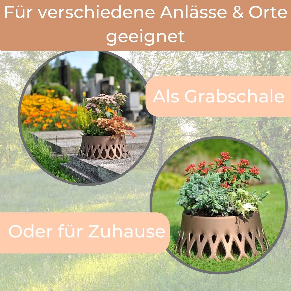 GarPet Pflanzschale 2er Set Grabschale für Friedhof Pflanzschale Grab Vase bronze Ø 30 – Bild 5 von 5