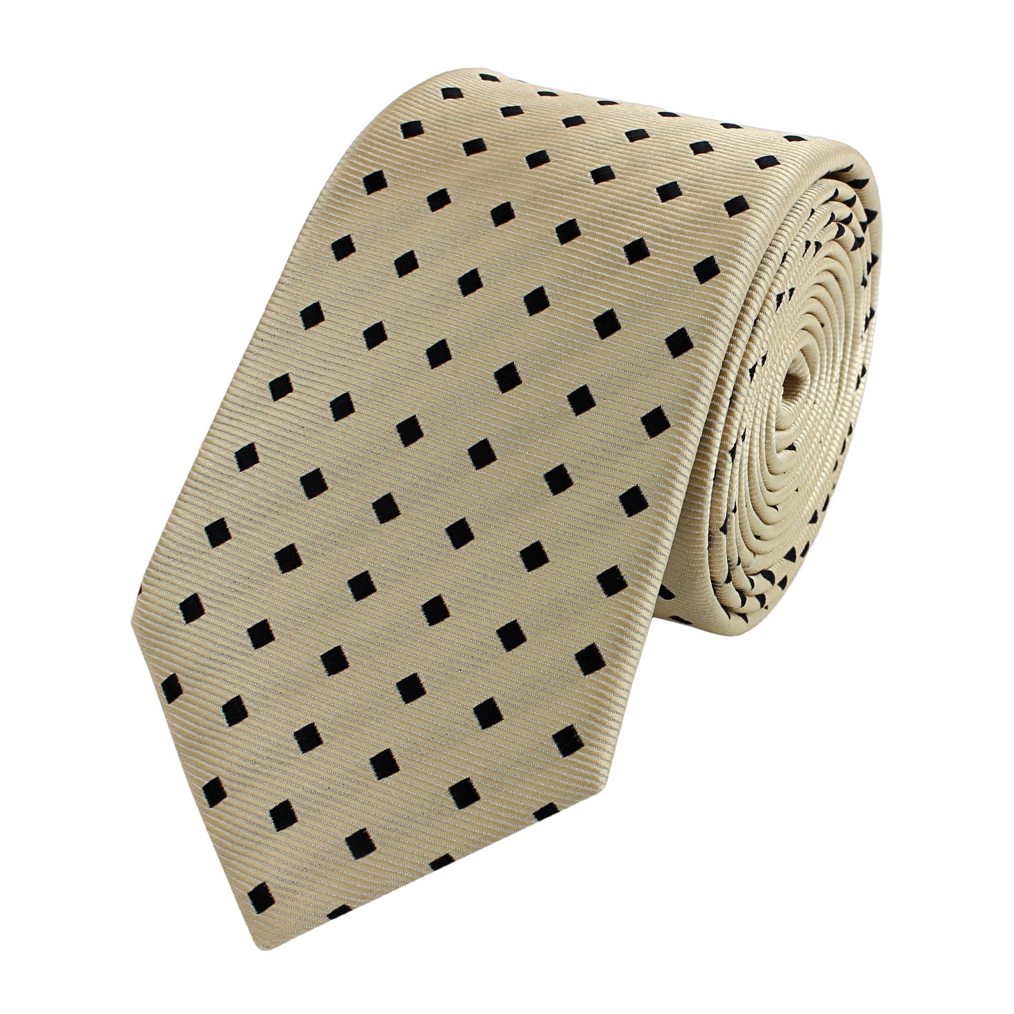 Fabio Farini Krawatte Herren Krawatte Blautöne - verschiedene Blaue Männer Schlips in 6cm (ohne Box, Gepunktet) Schmal (6cm), Gobi Beige/Black