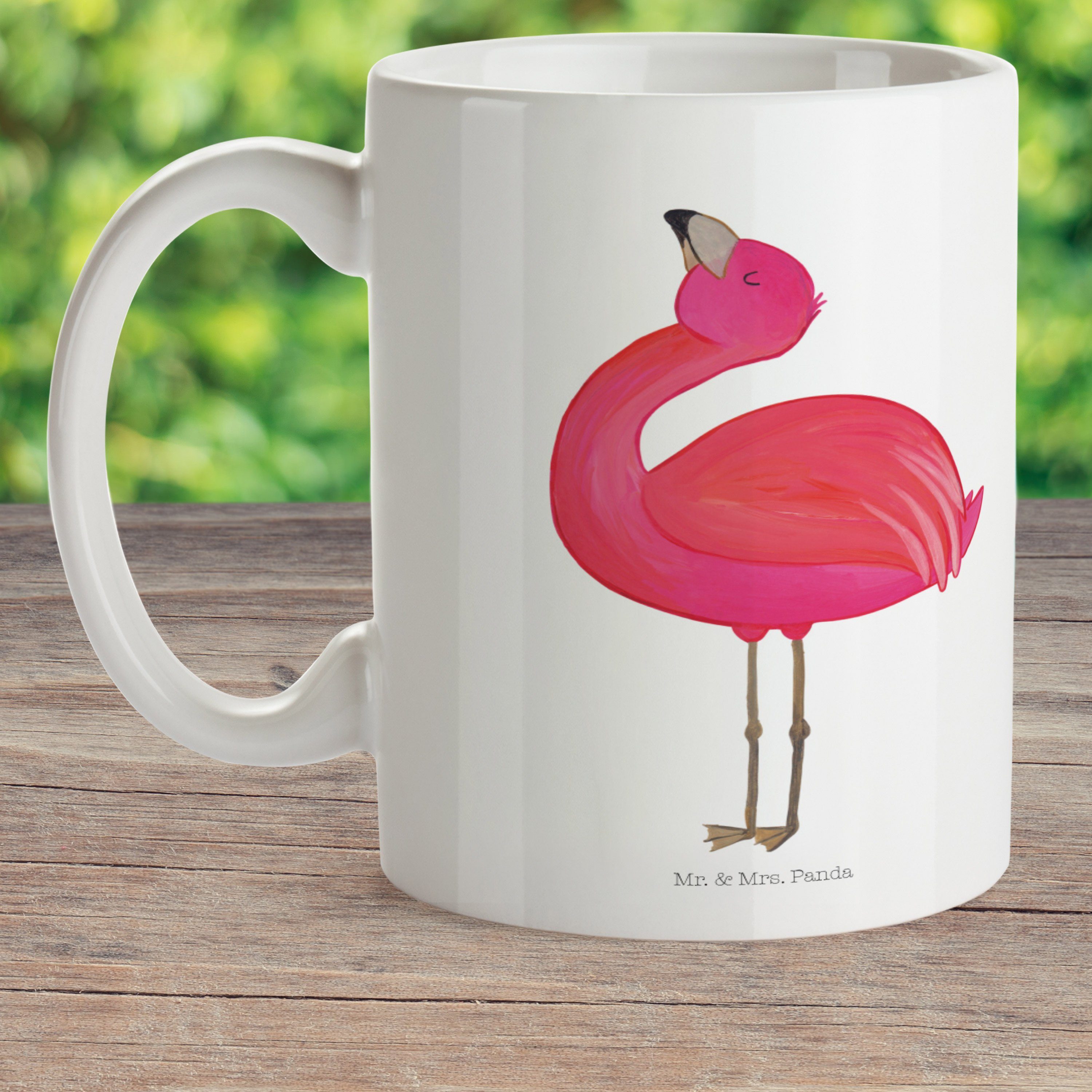 & - - Kaffeet, Flamingo Weiß Panda Kinderbecher Selbstakzeptanz, Mr. Geschenk, Kunststoff glücklich, Mrs. stolz