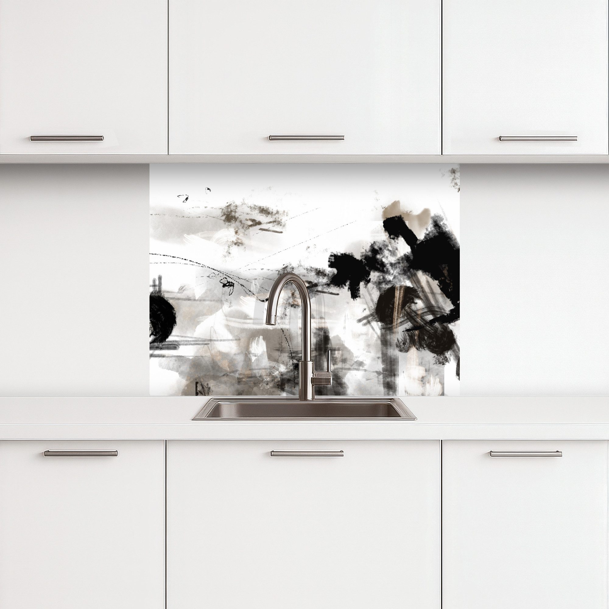KitchenYeah Küchenrückwand selbstklebend Malerei - Farbe - Schwarz und Weiß günstig online kaufen