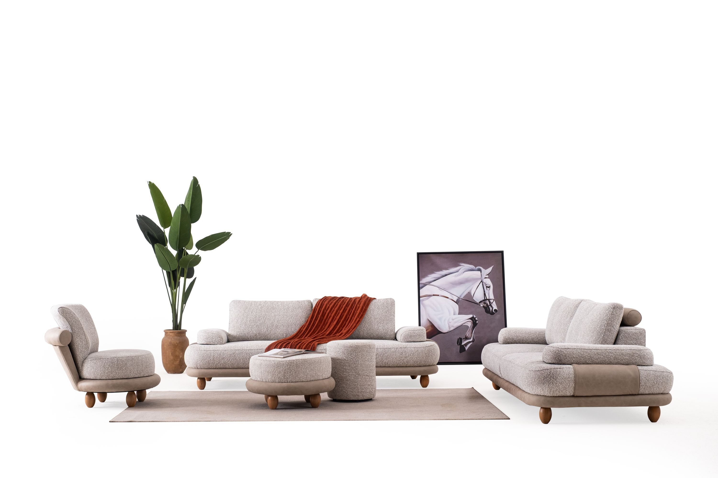 Nobelaa Sofa Sitzgruppe/Sofa Set - Wohnzimmergarnitur "Magnolia" 3+3+1 + Hocker