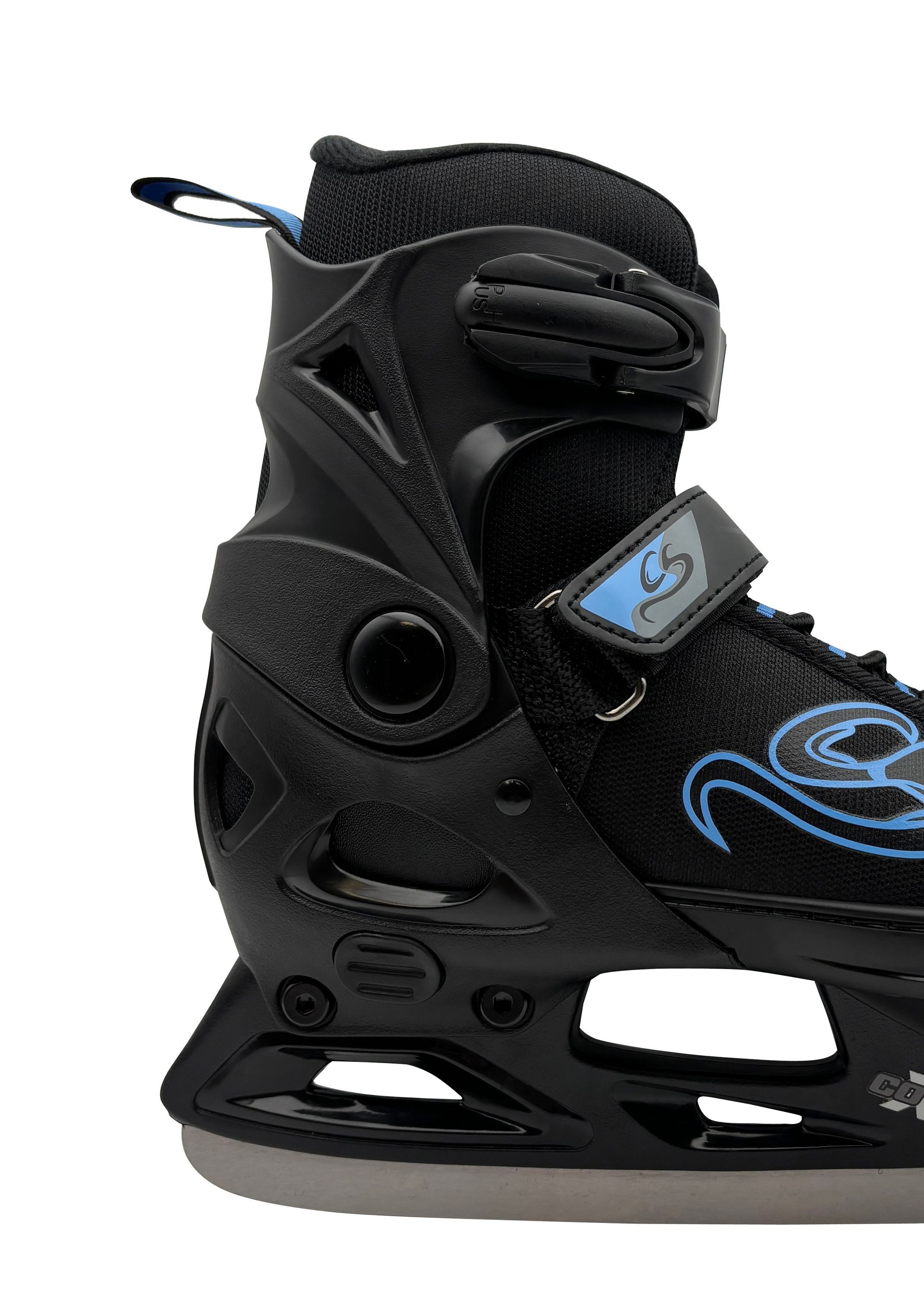 Cox Swain Schlittschuhe CRYSTAL – größenverstellbar, Softboot – Black/Blue – M (37-40), Verstellbare Schlittschuhe mit Edelstahlkufen – Bild 5 von 5