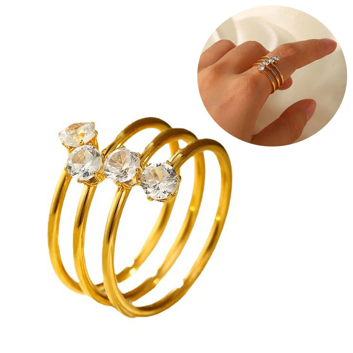 RWEUOQ Fingerring Damenringe, Offener Ring, Goldenem günstig online kaufen