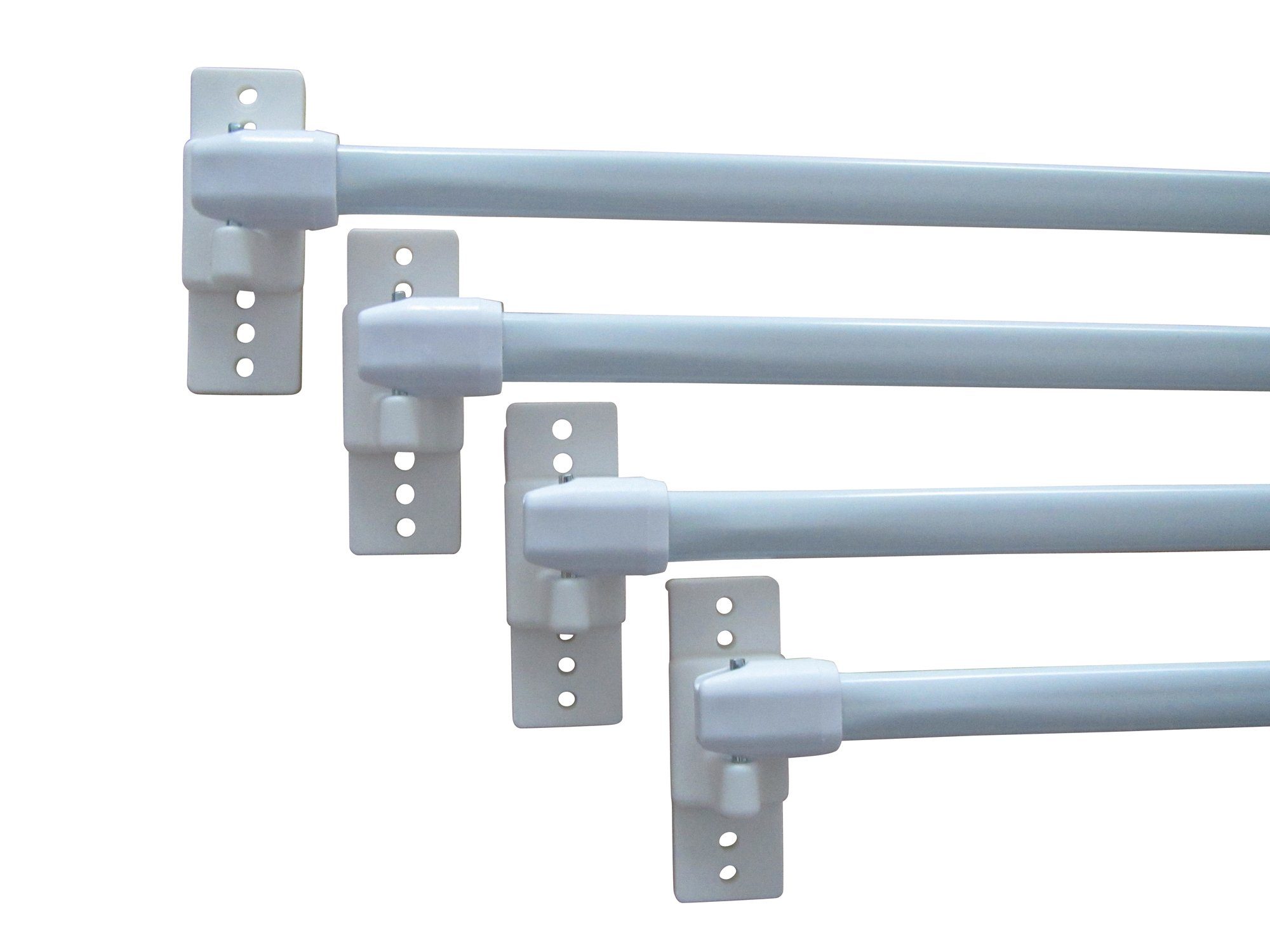 rewagi Vitragenstange 4 Vitragenstangen, Gardinenstangen - 8 Klebehaken verstellbar - weiß, ausziehbar, Cafehausstange, Gardinenstange, Scheibenstange, Scheibengardinenstange, geklebt, Verkaufseinheit: 1 Set