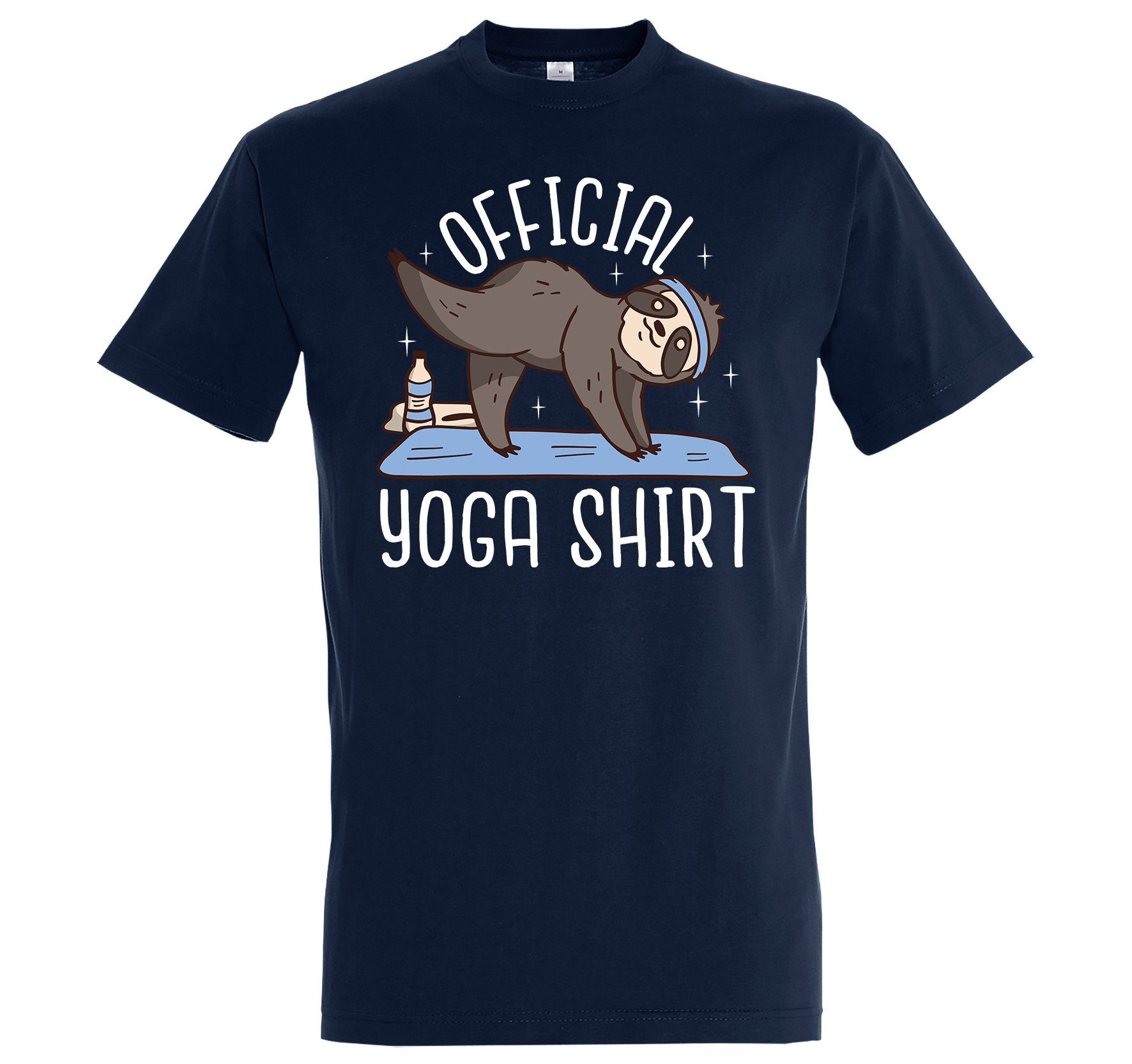 Youth Designz T-Shirt Official Yoga Herren Shirt mit lustigem Faultier Frontprint Navyblau