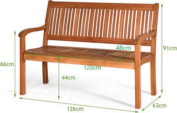 KOMFOTTEU Bank Gartenbank, 2-Sitzer Sitzbank, bis 320kg belastbar, 126x63x91cm