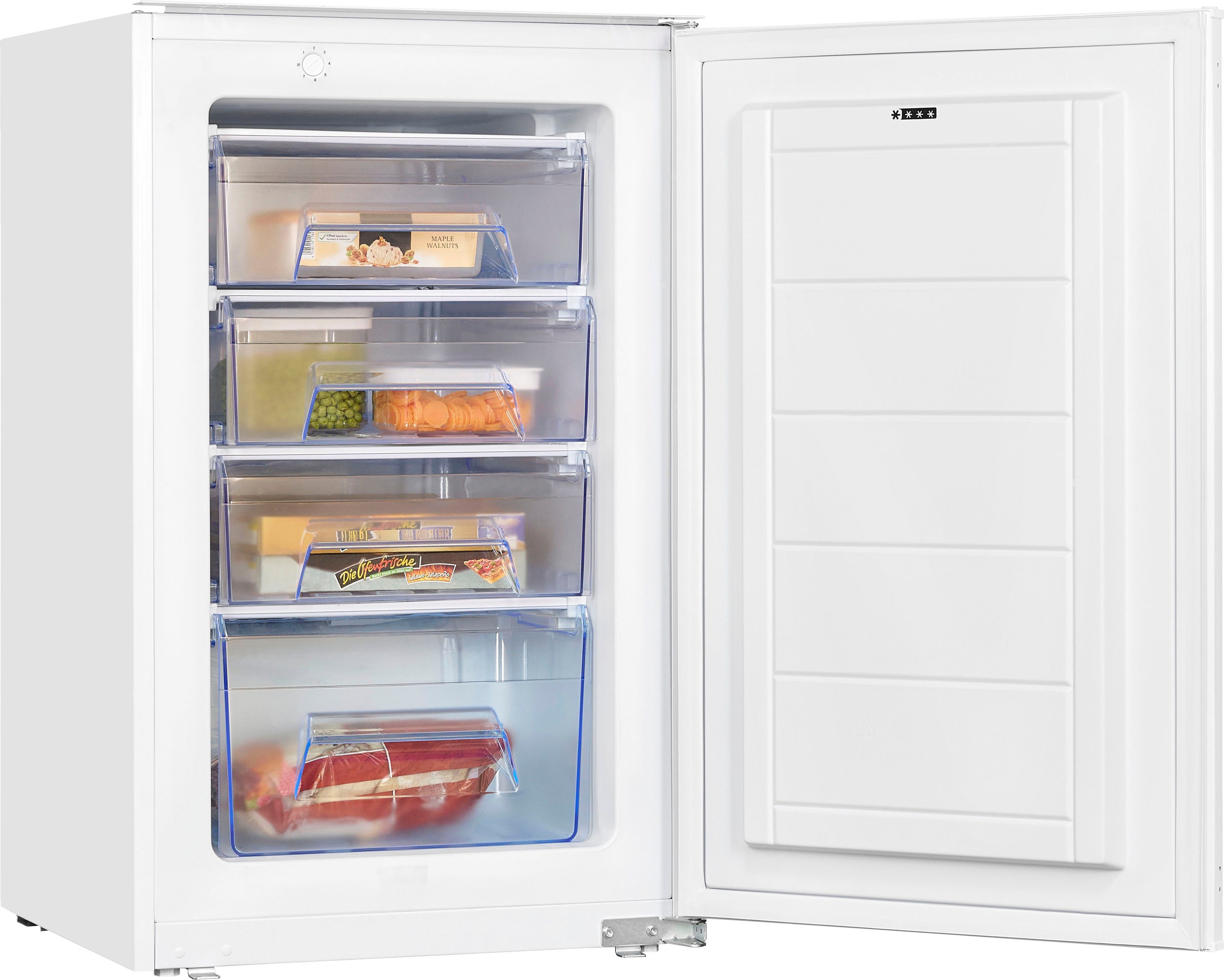 exquisit Einbaugefrierschrank EGS101-080E, 87,1 cm hoch, 54 cm breit, Schlepptür-Montage: Gerätetür wird mit der Schranktür mitgeschleppt