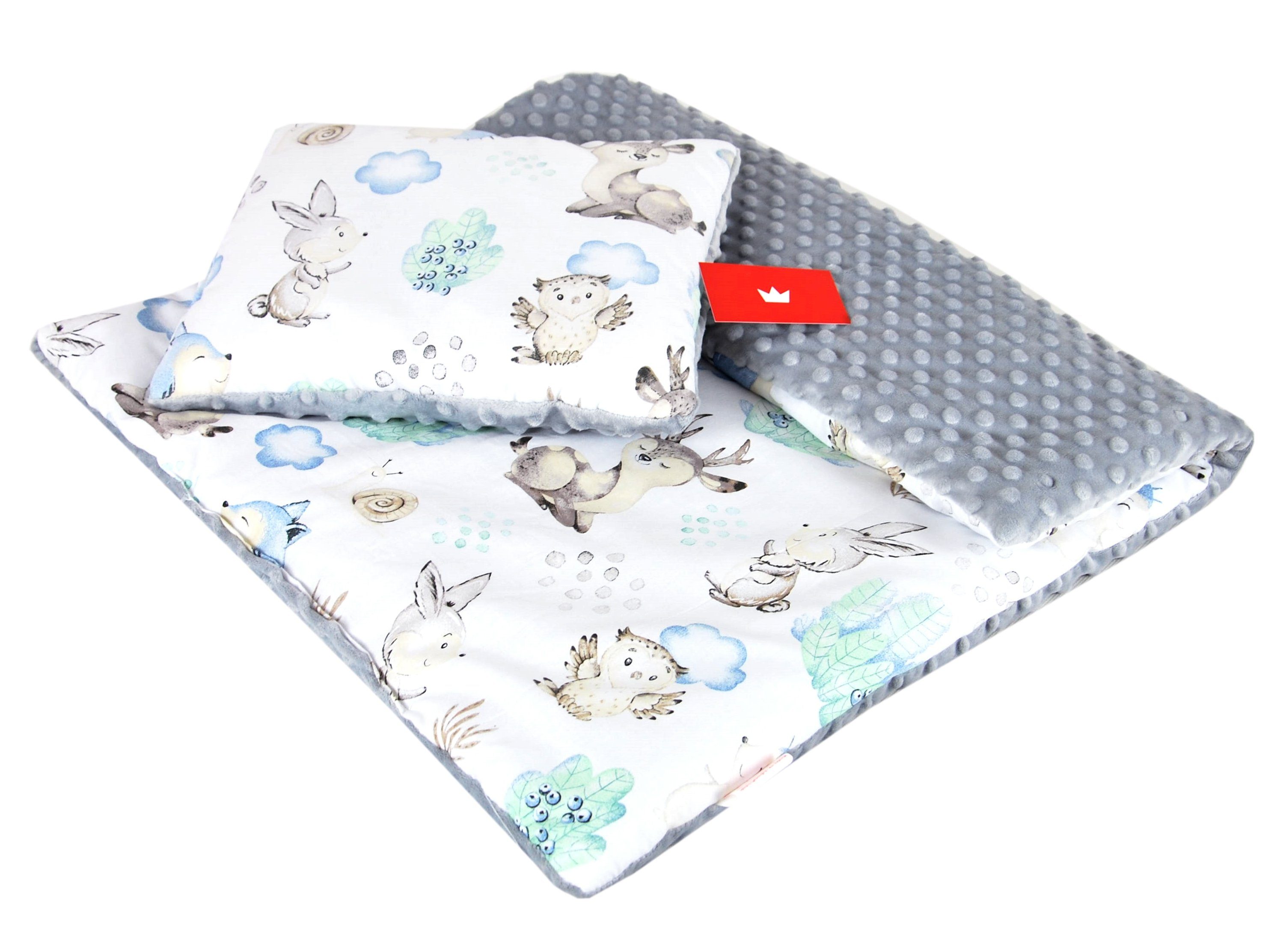 Kinderdecke BABYLUX Babydecke MINKY 2Set Kuscheldecke Decke 75 x 60cm Kinderwagen, BabyLux, MP122 - Grau + Igel – Bild 2 von 3