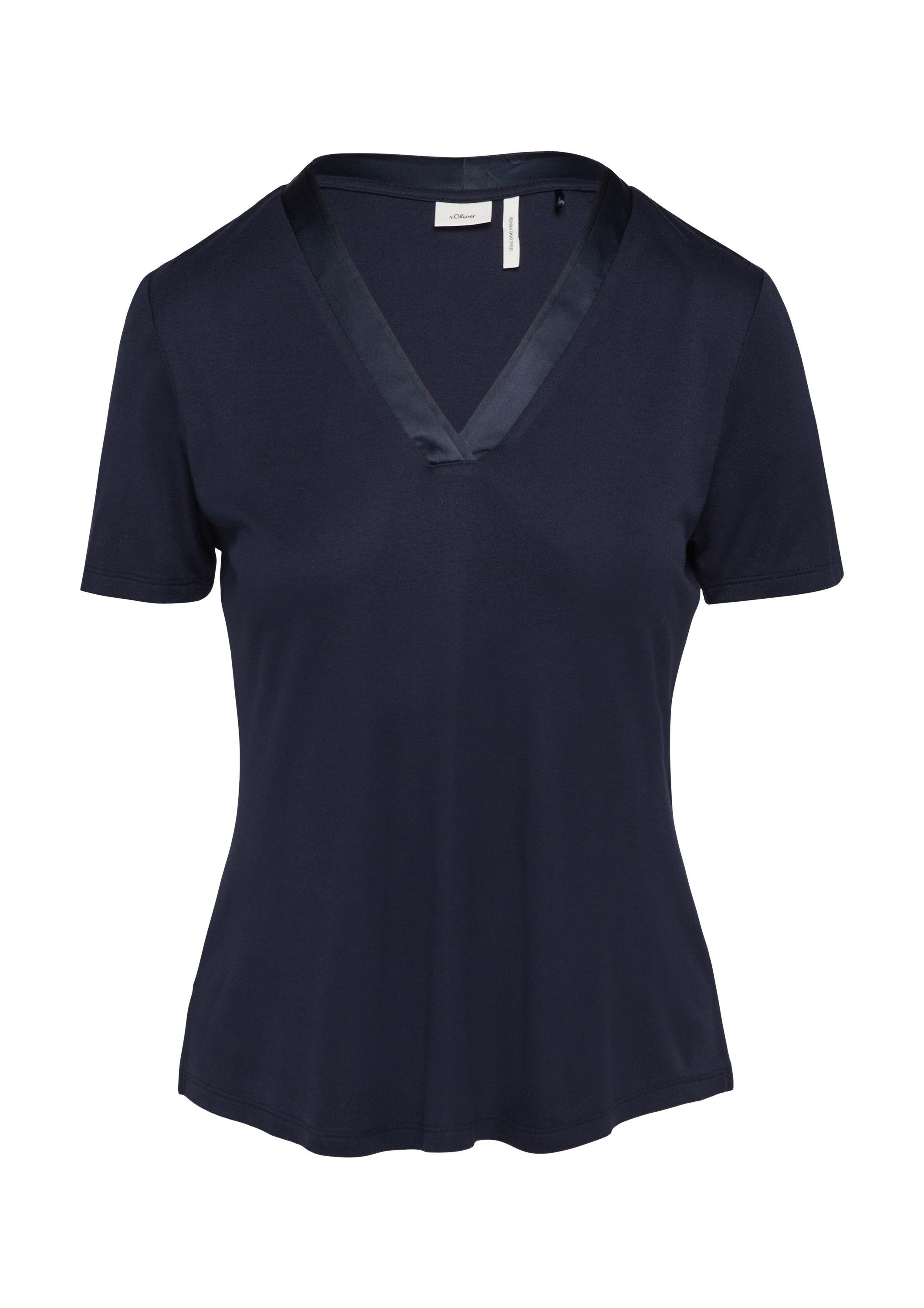s.Oliver Kurzarmshirt T-Shirt T-Shirt mit Satinausschnitt