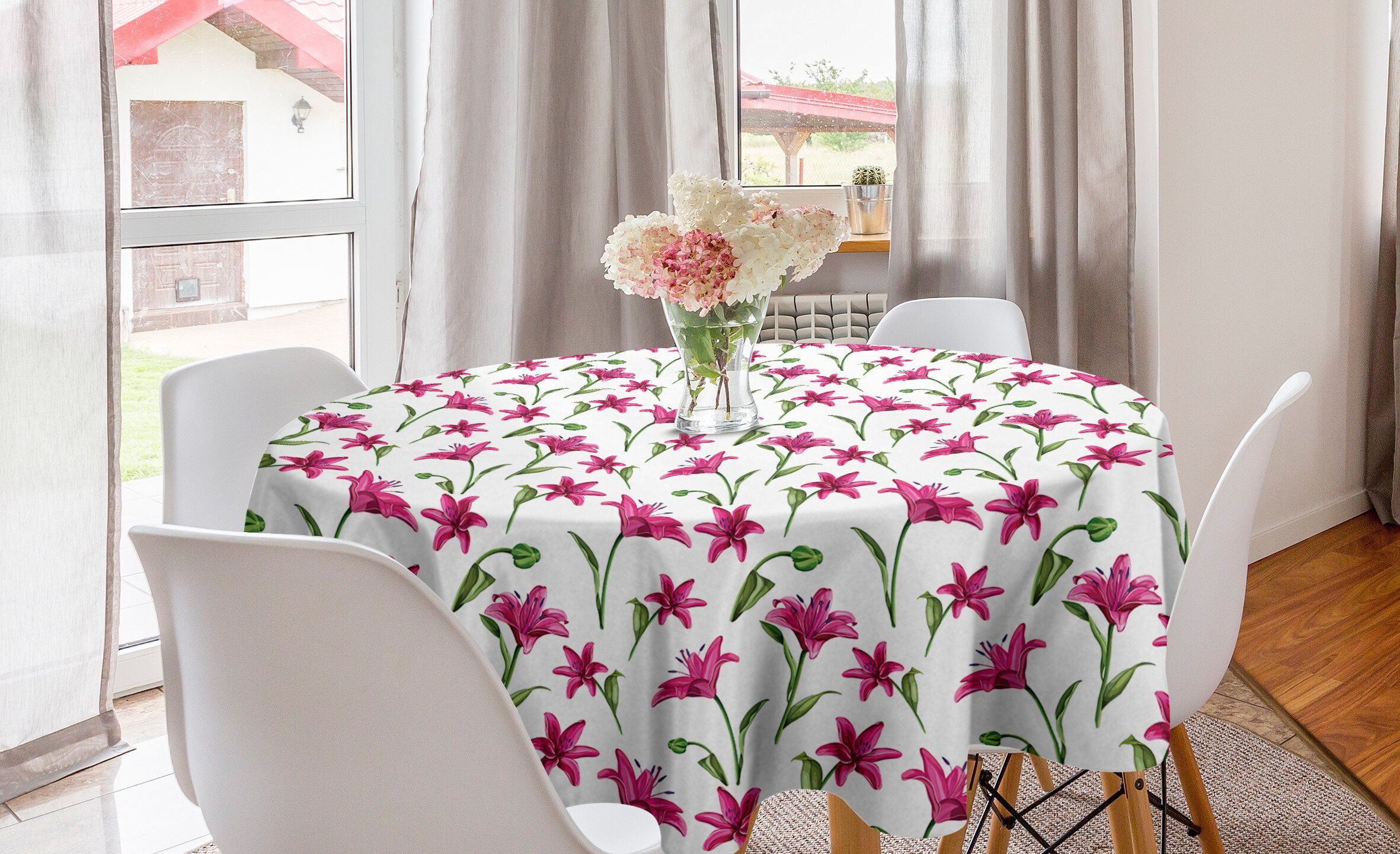 Kreis Lily für Küche Abdeckung Blüten-Garten-Kunst Abakuhaus Tischdecke Blume Dekoration, Esszimmer Tischdecke
