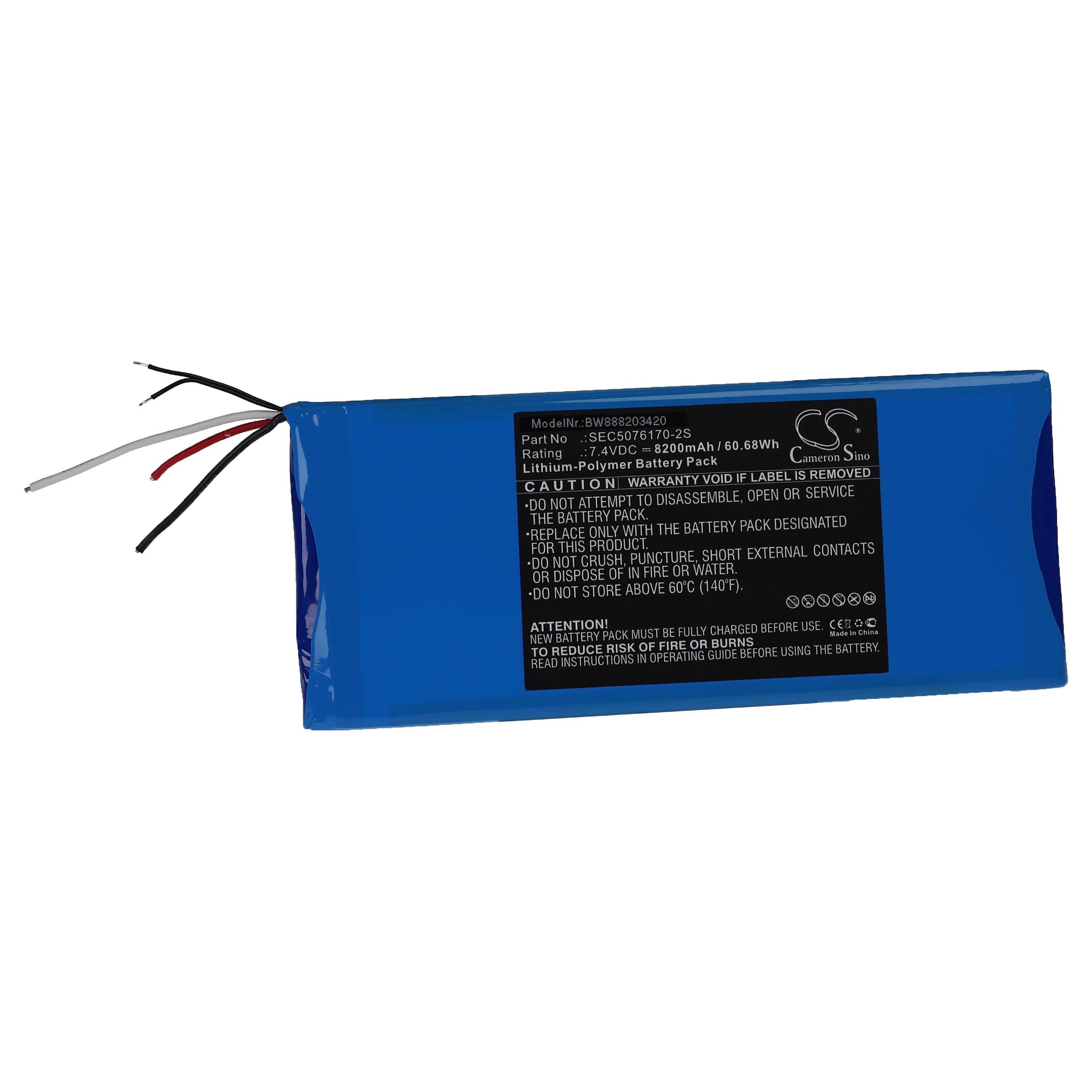 vhbw Ersatz für Micsig SEC5076170-2S für Akku Li-Polymer 8200 mAh (7,4 V)