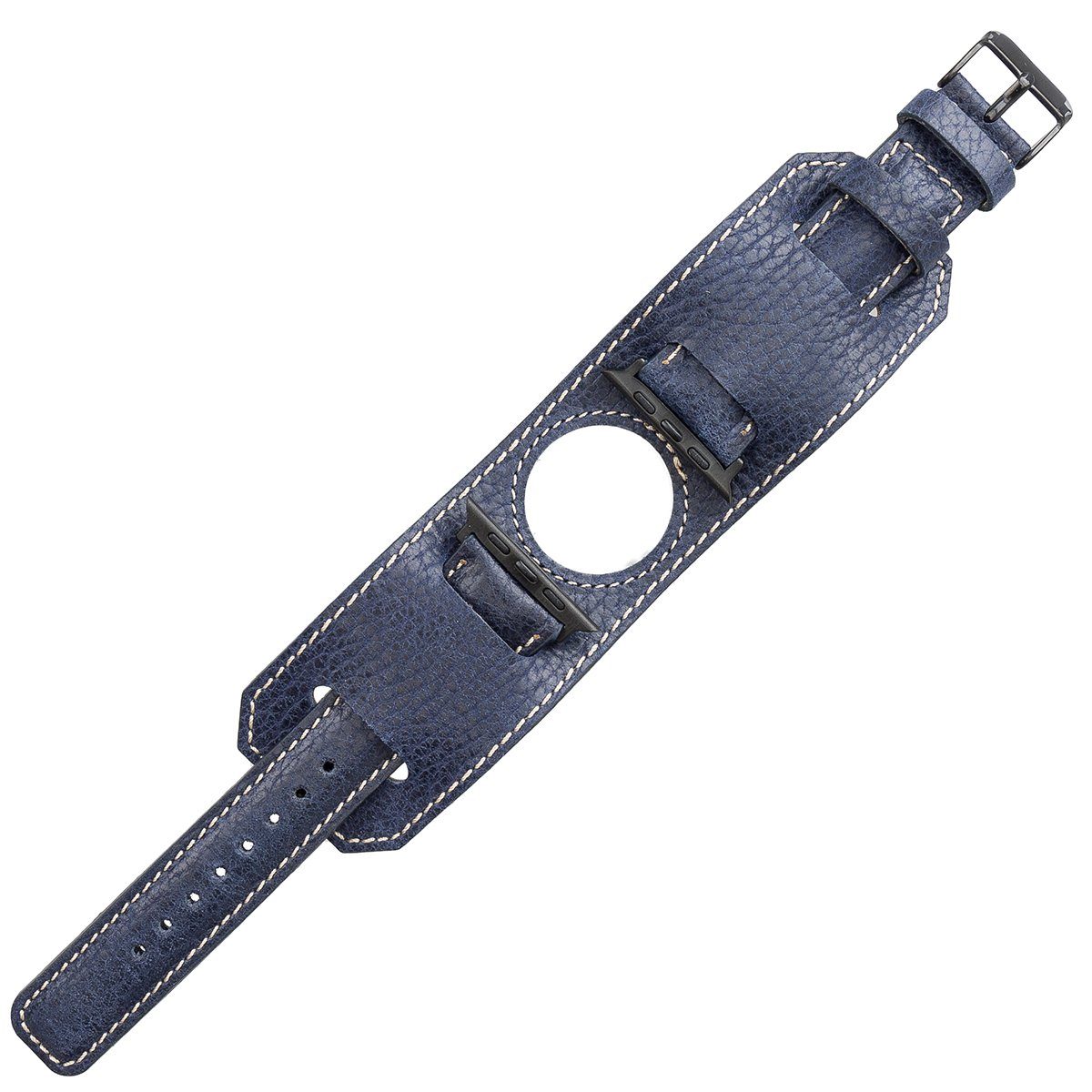 Burkley Smartwatch-Armband Vintage Cuff 1-8 Leder Marineblau Watch 42/44/45mm kompatibel mit Series Watch Armband, Apple für Apple in