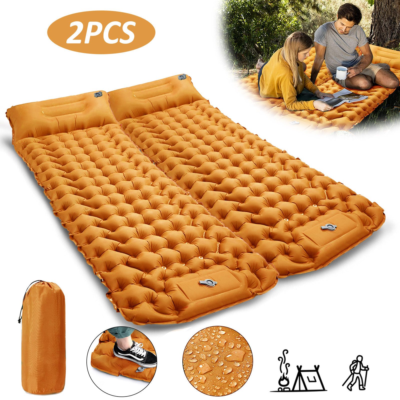 CALIYO Isomatte 2-Tlg Isomatte Outdoor, Isomatte Ultraleicht, Isomatte Camping Outdoor, (2-tlg., Isomatte Camping mit Fußpresse Pumpe und Kissen), erschleißfest/wasserabweisend/reißfestigkeit
