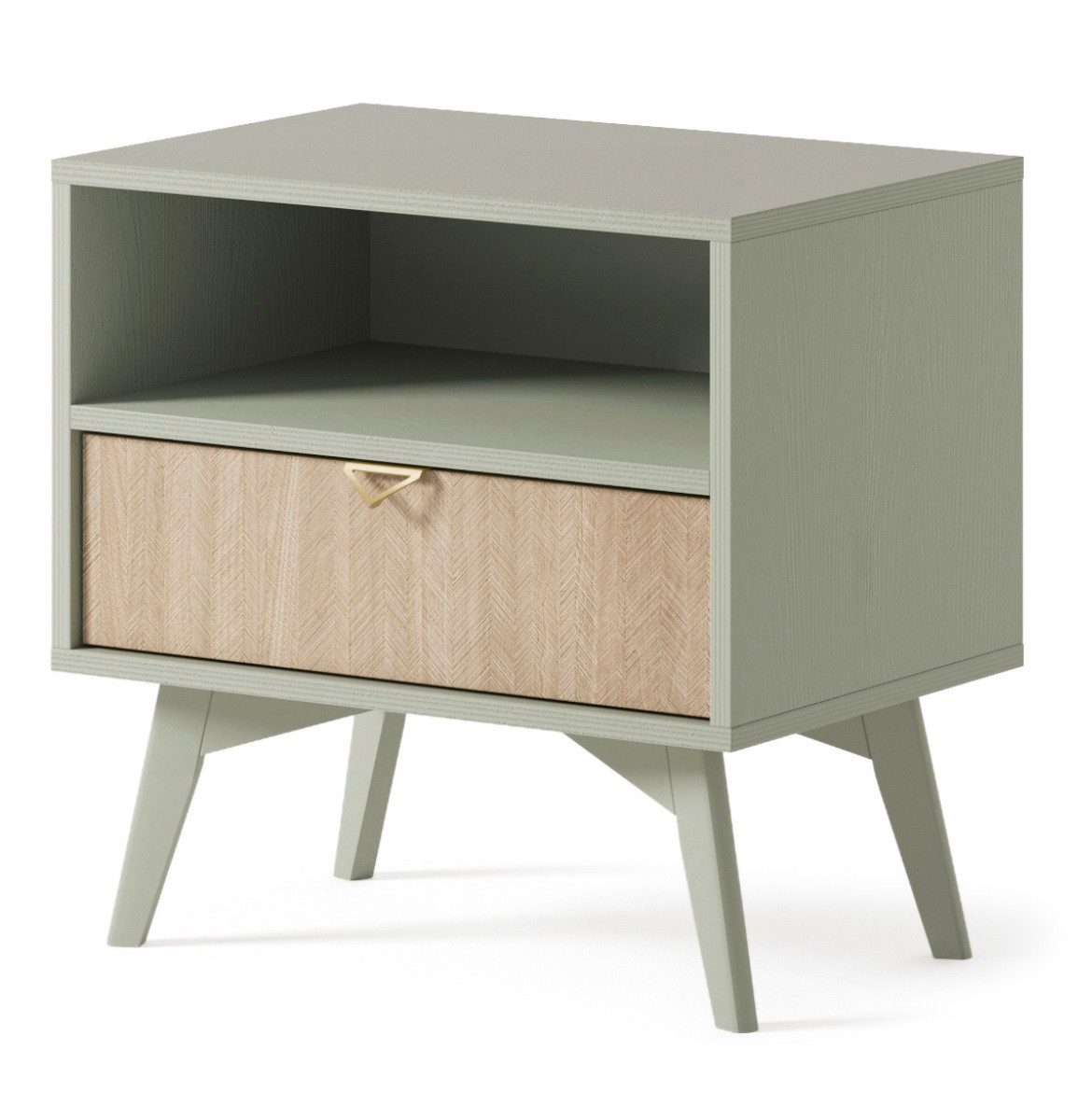 Compleo Nachttisch mit Schublade, GOLD Aluminiumgriffe, Skandinavisch design (MARIA), Breite: 54 cm