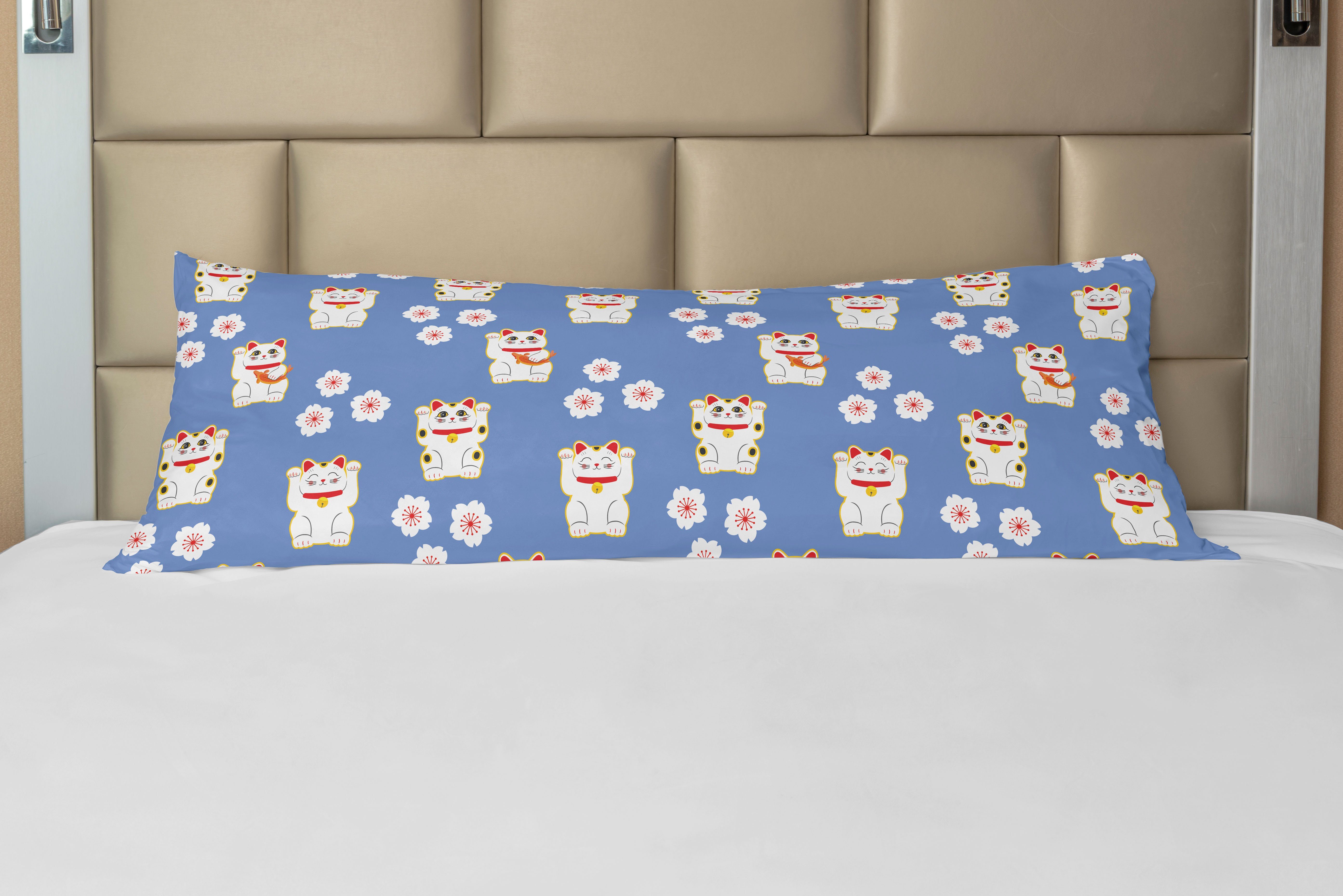 Kissenbezug, Neko-Katzen-Muster Deko-Akzent Langer Katze Abakuhaus, Seitenschläferkissenbezug Maneki Süße