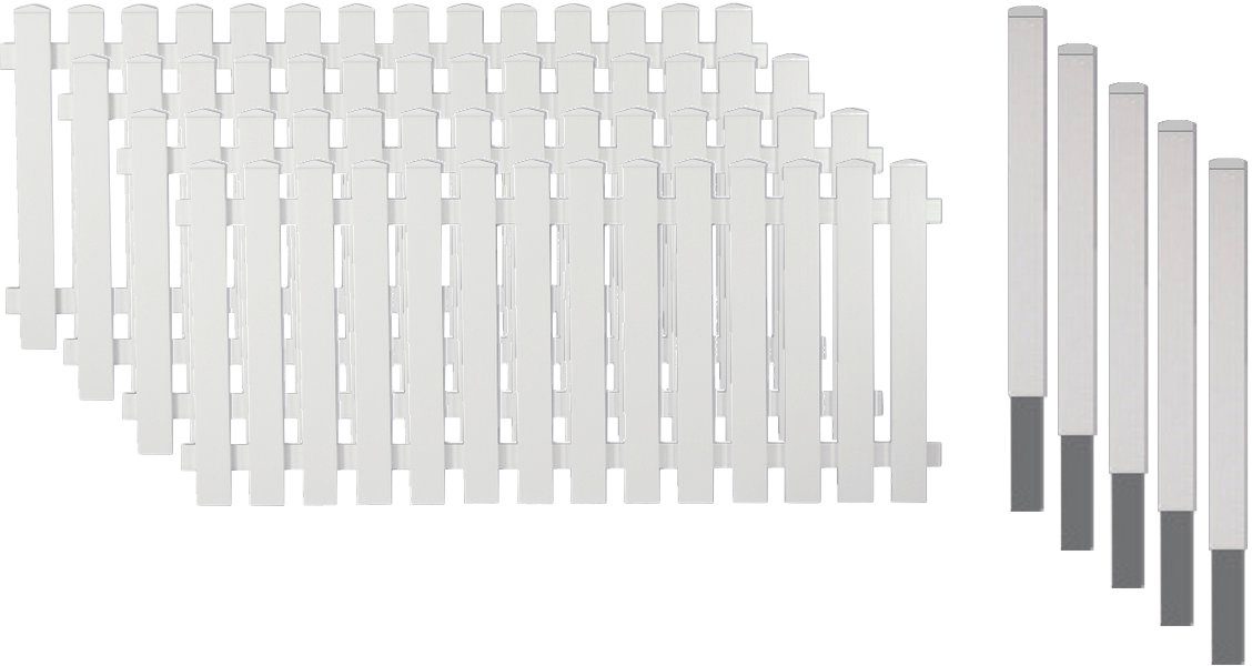 Tetzner & Jentzsch Gartenzaun Lexington 2, (Set), Kunststoff, 80 cm hoch, 4 Elemente für 7,65 m, mit 5 Alu-Pfosten