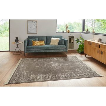 Teppich Orientalischer Samt Teppich Fransen Oriental Vintage Schwarz, NOURISTAN, rechteckig, Höhe: 5 mm