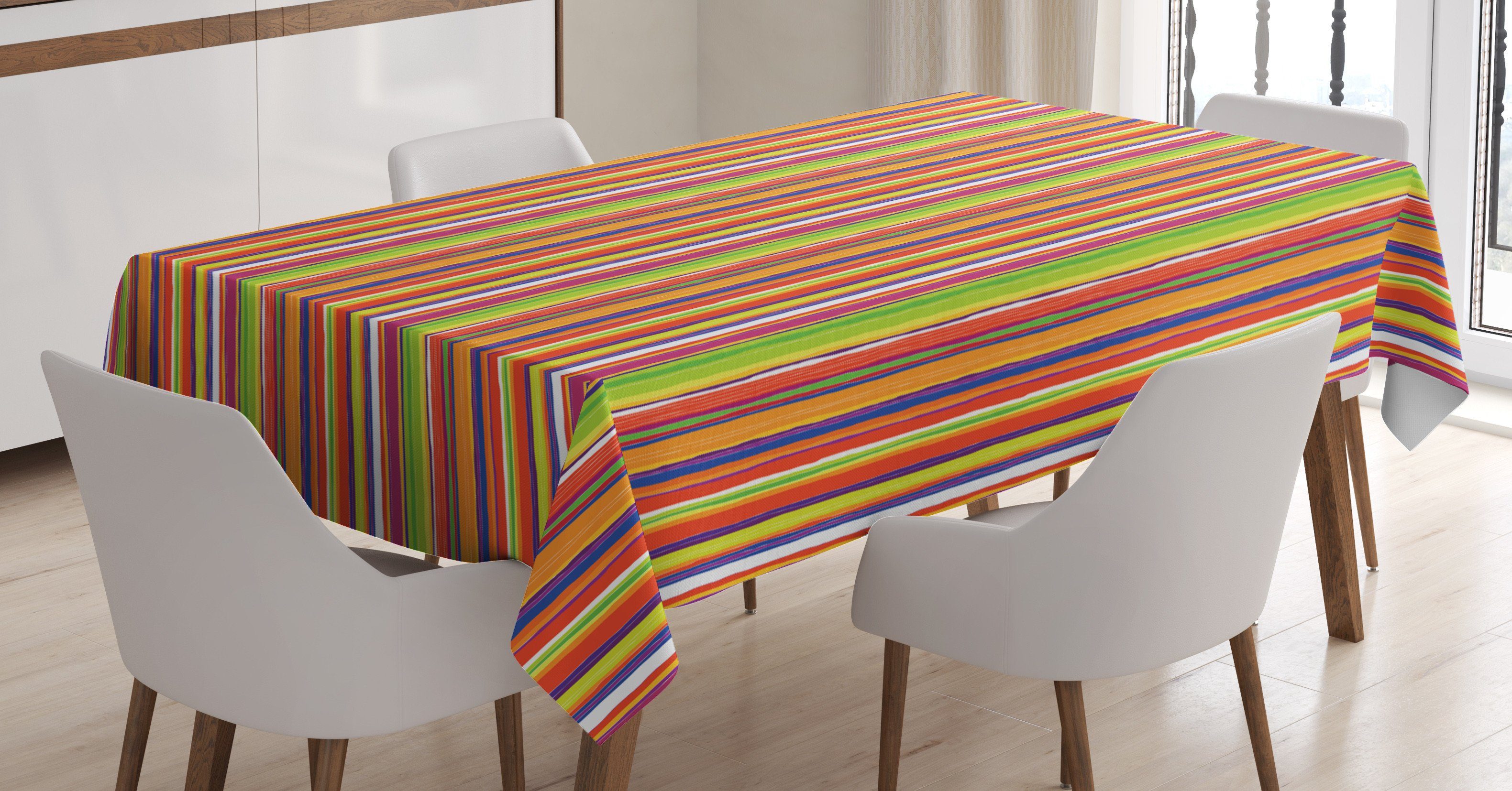 Abakuhaus Tischdecke Farbfest Waschbar Für den Außen Bereich geeignet Klare Farben, Streifen Barcode Artlinien