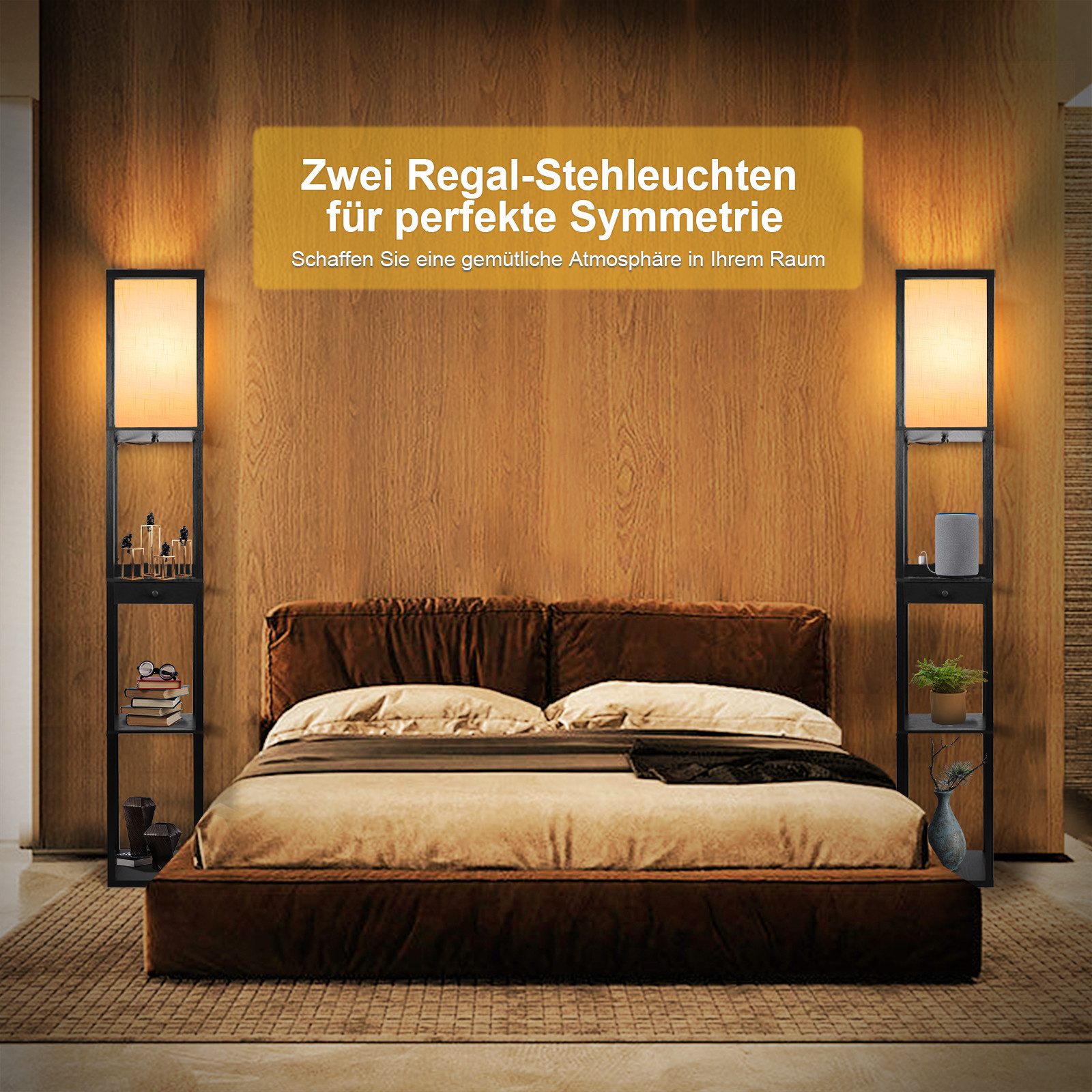 OUTON LED Stehlampe LED-Stehleuchte, Regal mit Schublade, mit 1 USB-A und 1 günstig online kaufen