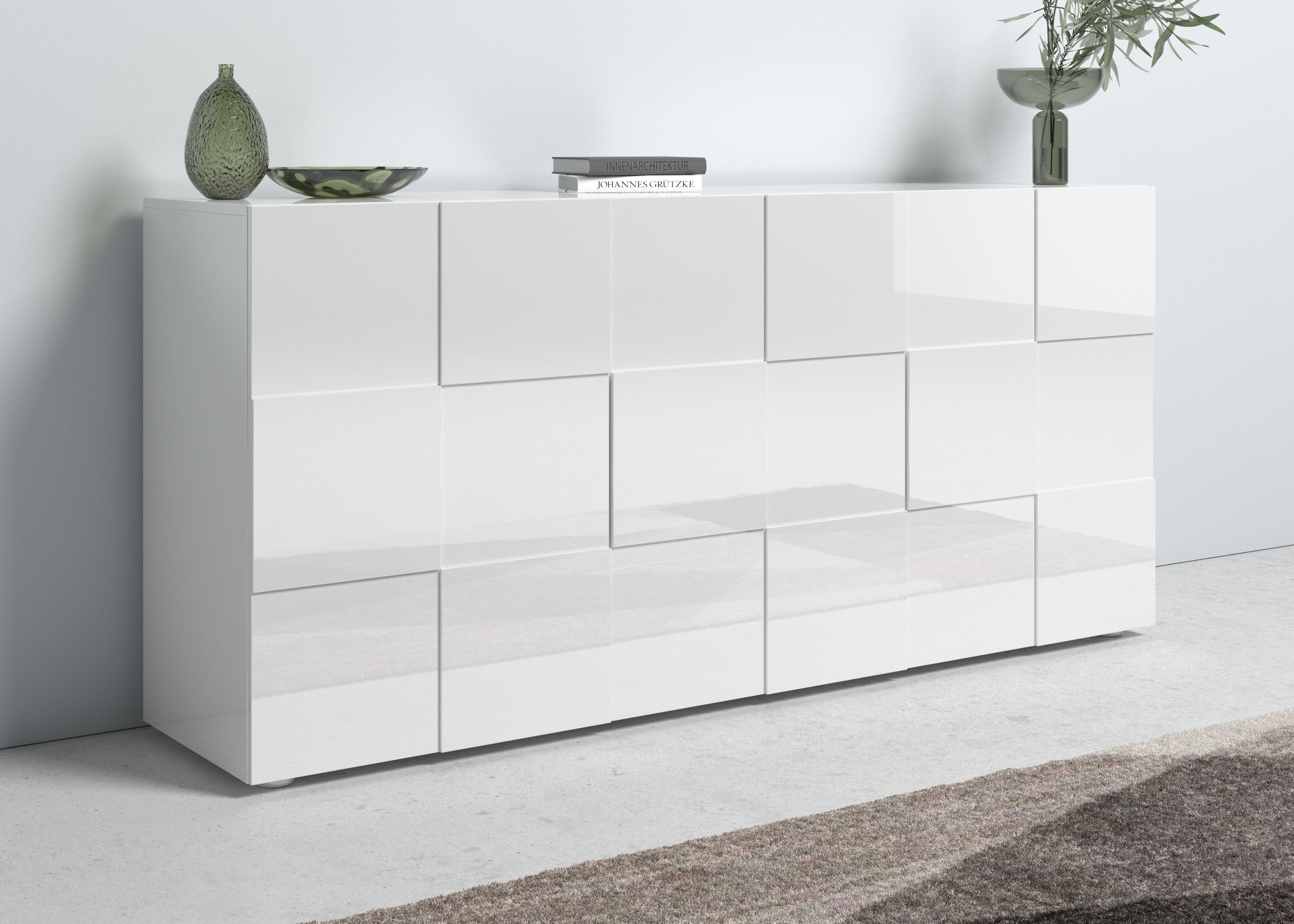 Home affaire Sideboard Dama Breite 181, Kommode 3 Türen, Anrichte, Front in 3D-Optik, viel Stauraum, verschiedene Farben