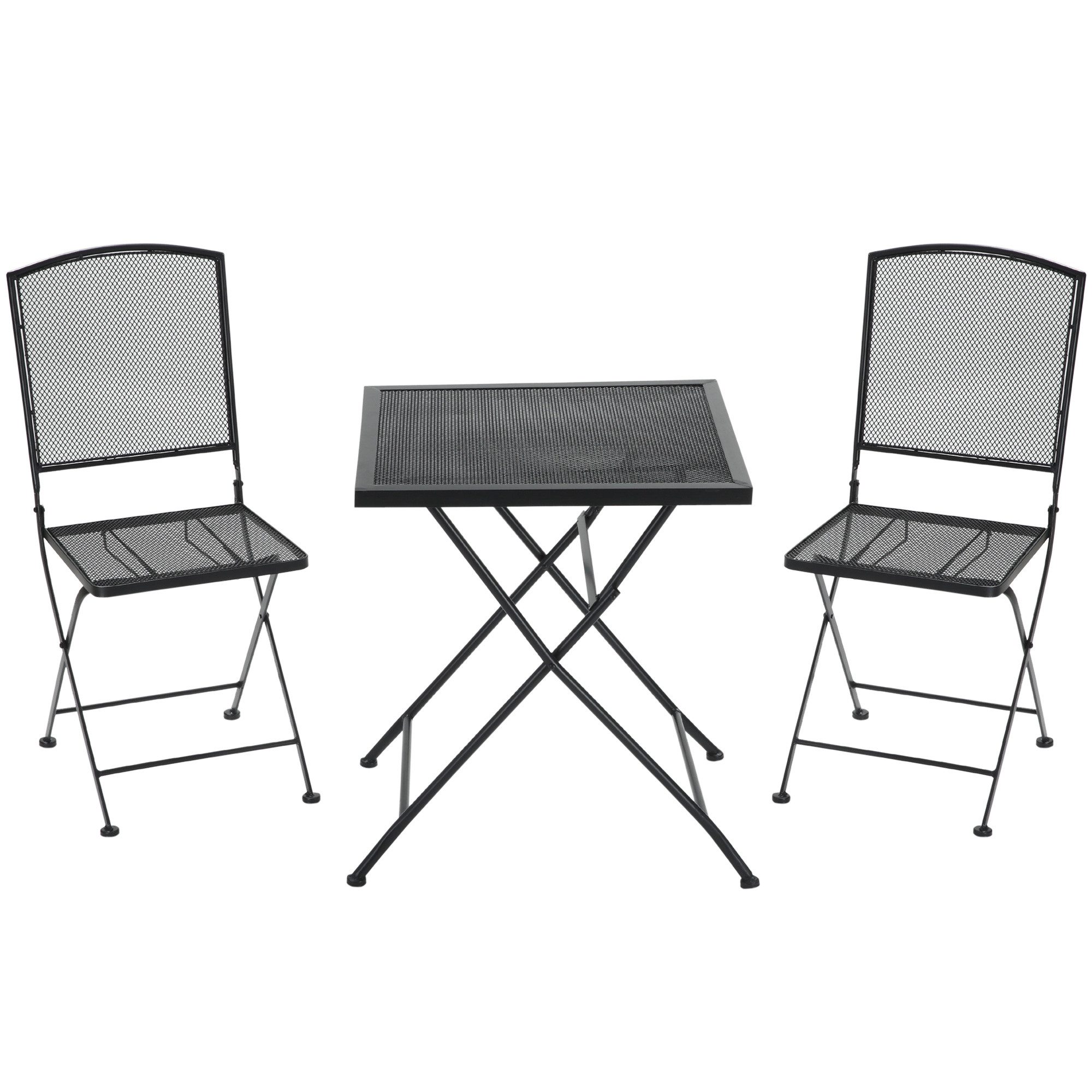 MC Star Balkonset Garten Sitzgruppe Bistro-Set 3 Personen, (Metall grau für Terrasse und Balkon, mit 1 Tisch und 2 faltbaren Stühlen)