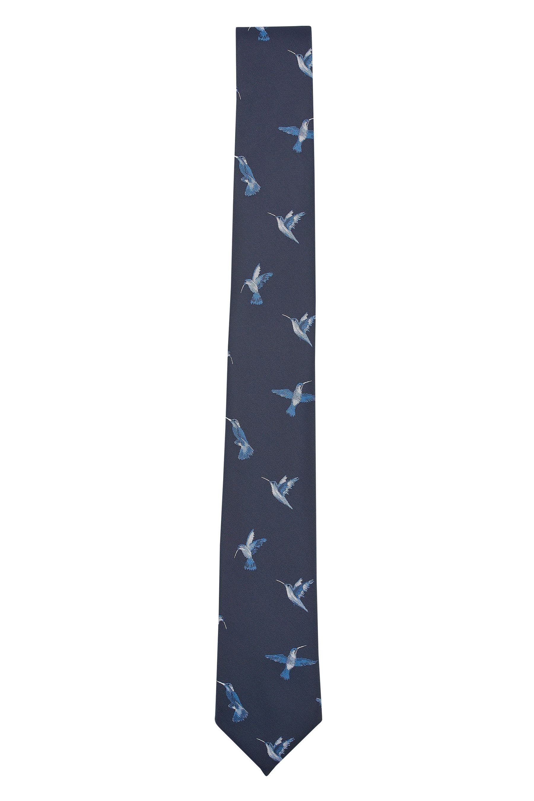 Next Krawatte Gemusterte Krawatte (1-St) Navy Blue Hummingbird