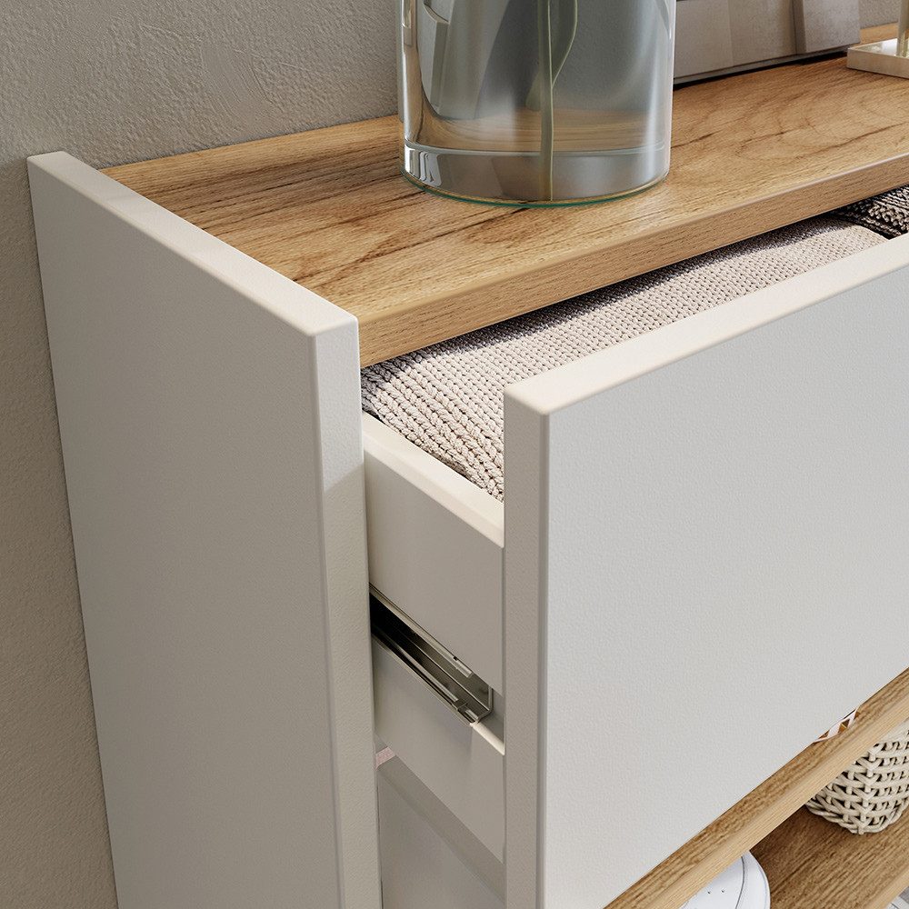 Lomadox Schuhschrank ABERDEEN-01 56 cm breit, in weiß mit Eiche, wandhängen günstig online kaufen